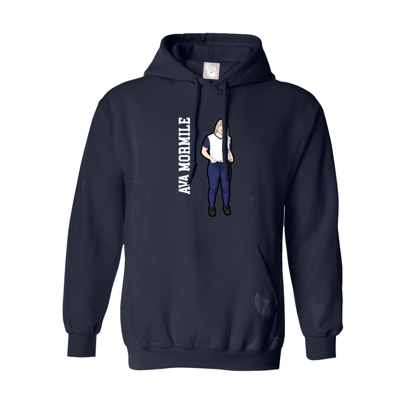 Hoodie — Name Vertical in Navy