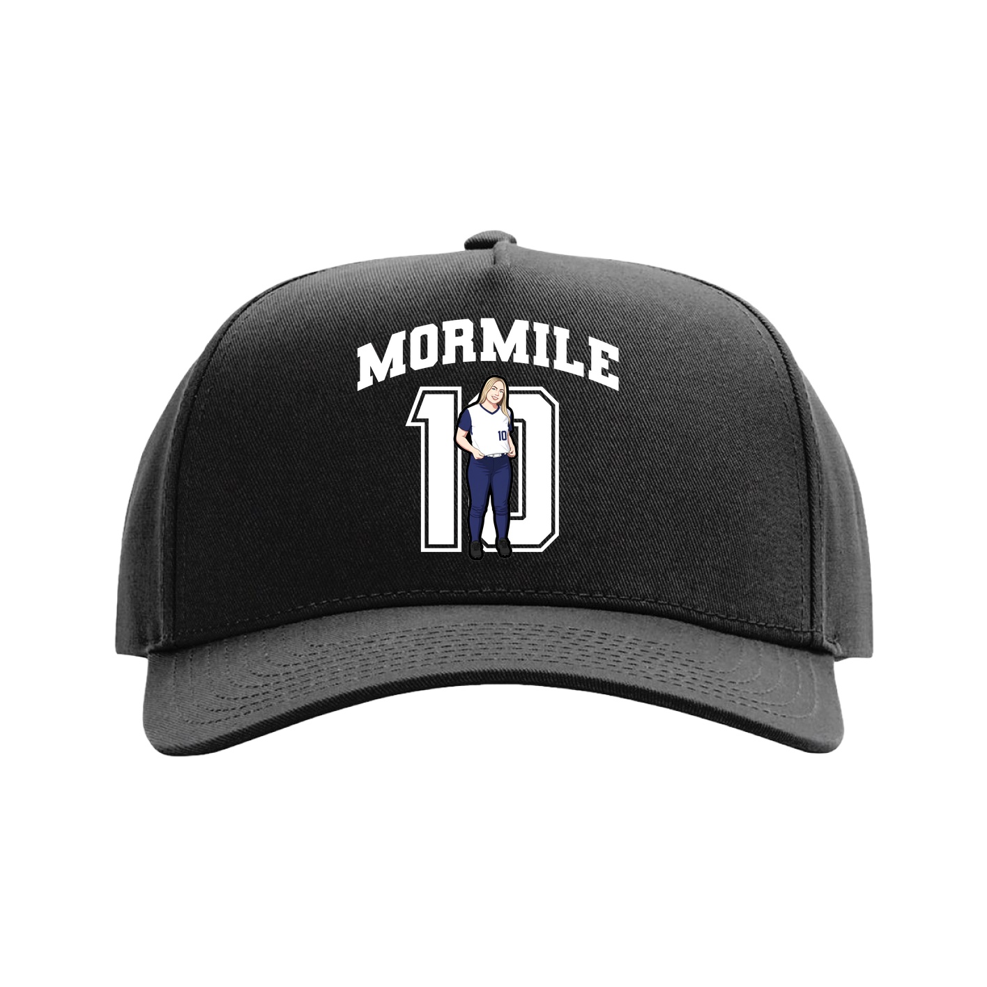 Full Fabric Five-Panel Champ Cap — Number in Black