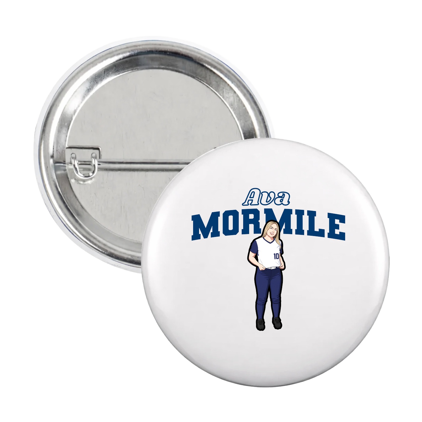 Game Day Button — Name Arch in White