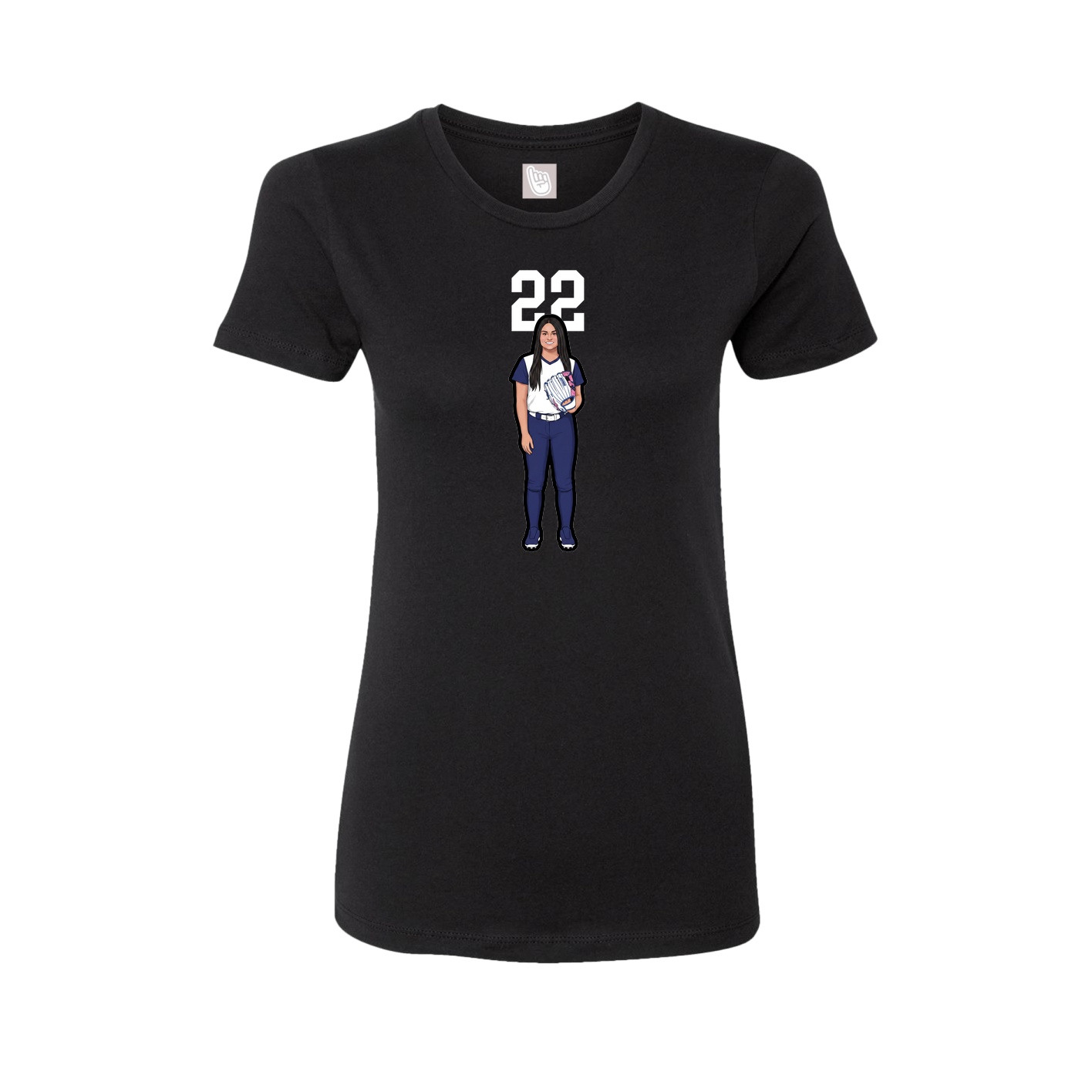 Fitted Women's Tee — Number Top in Black