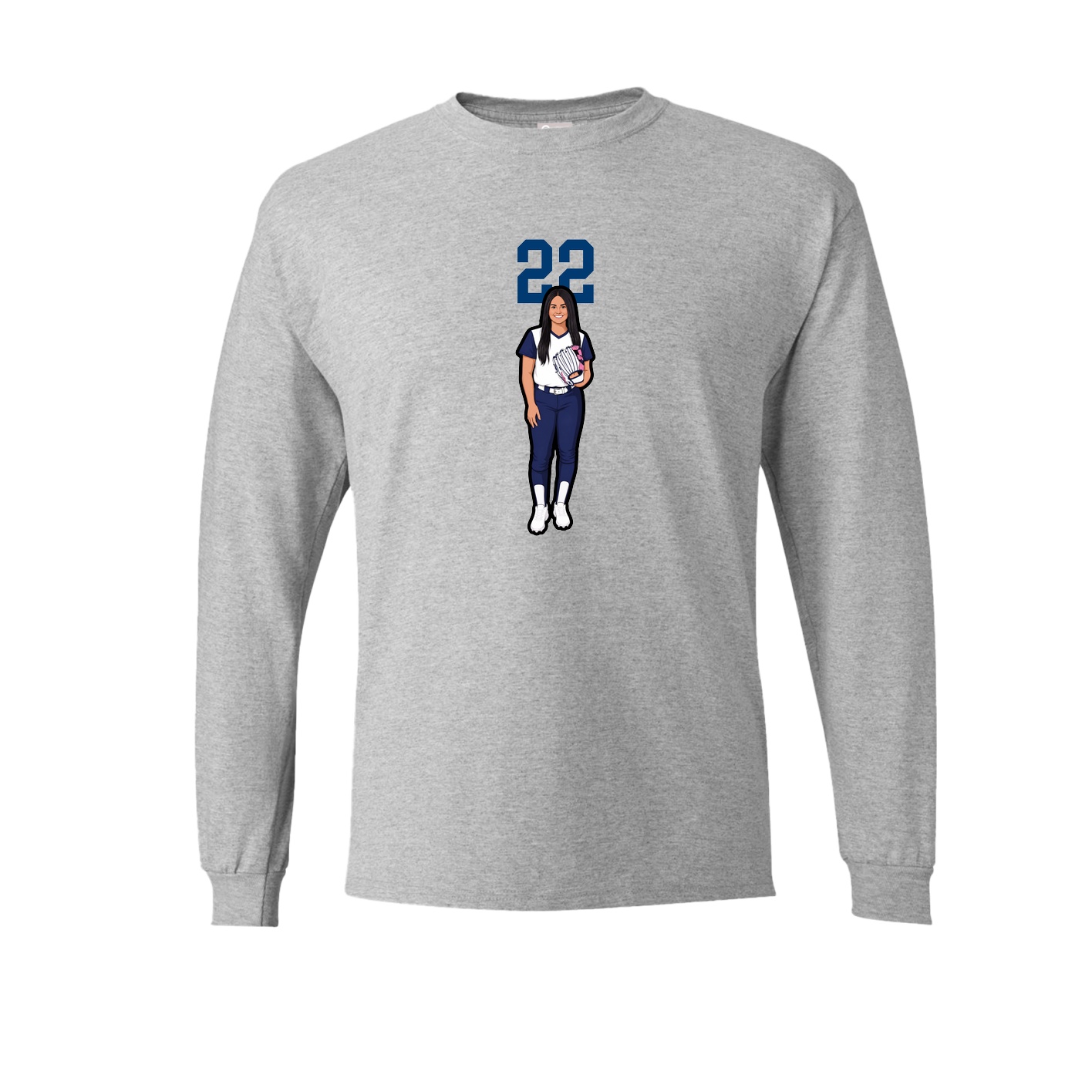 Long Sleeve Tee — Number Top in Grey