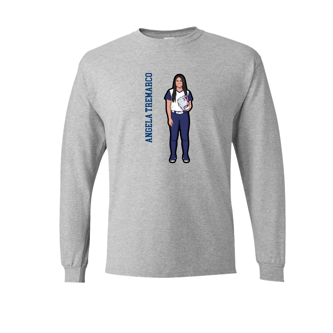Long Sleeve Tee — Name Vertical in Grey
