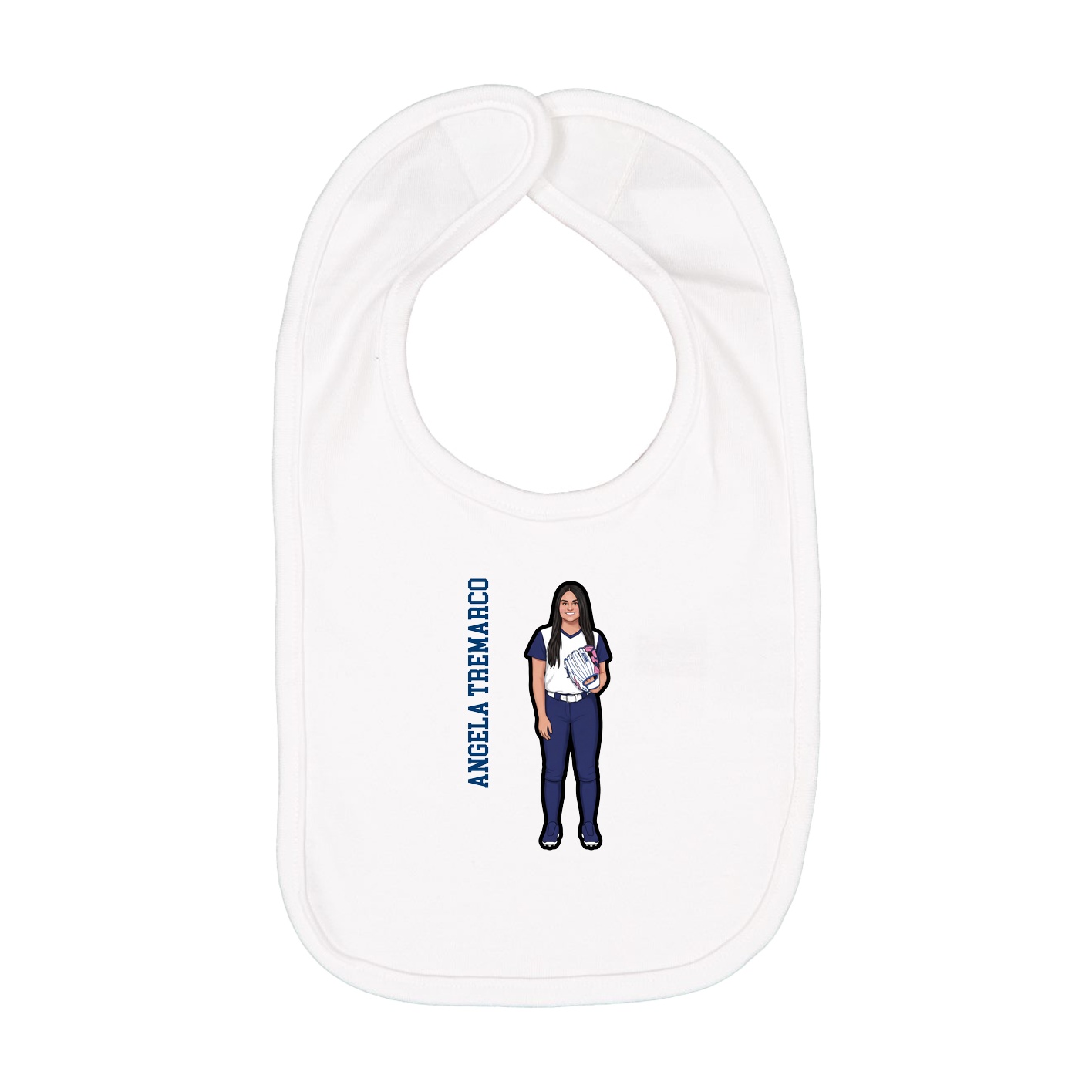 Infant Bib — Name Vertical in White