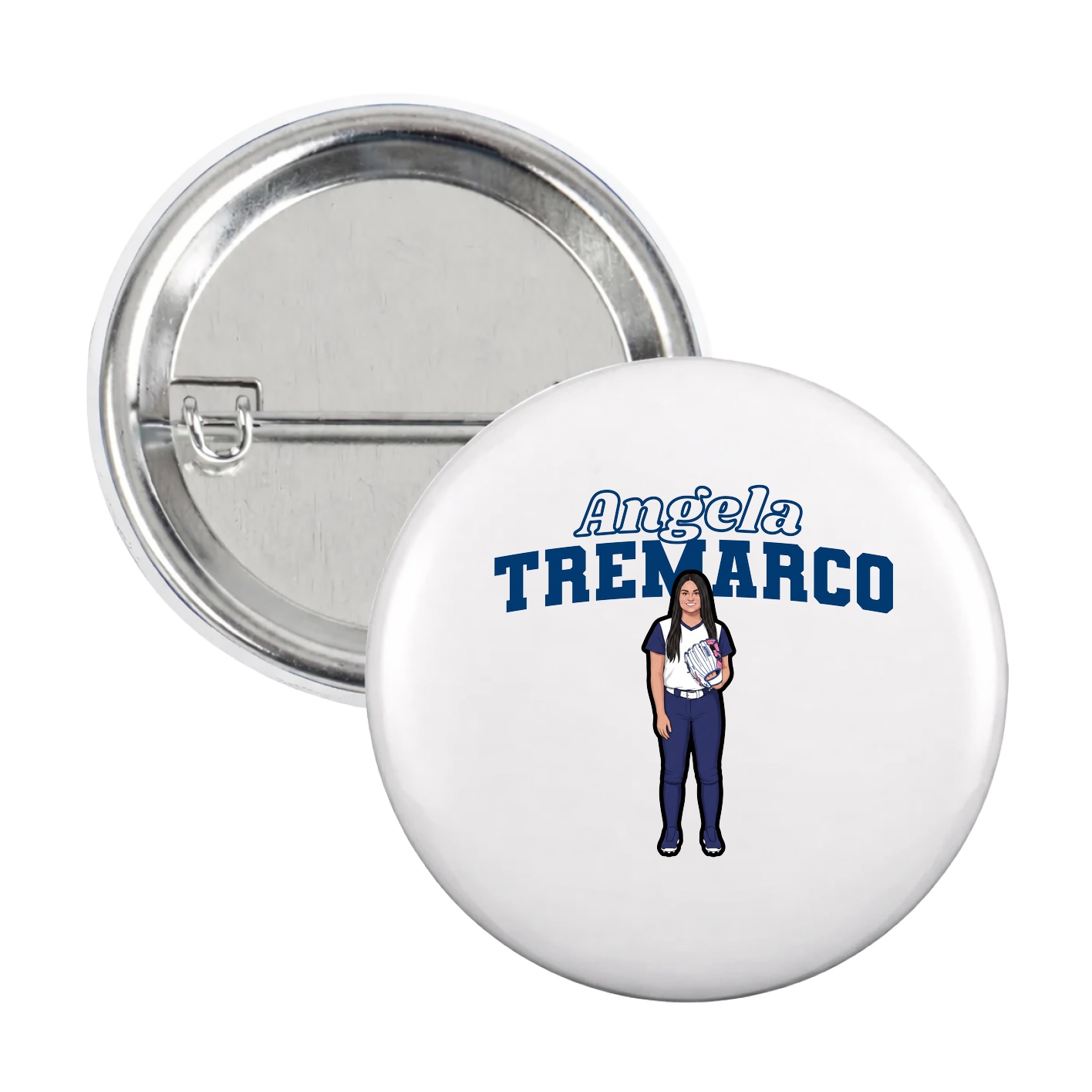 Game Day Button — Name Arch in White