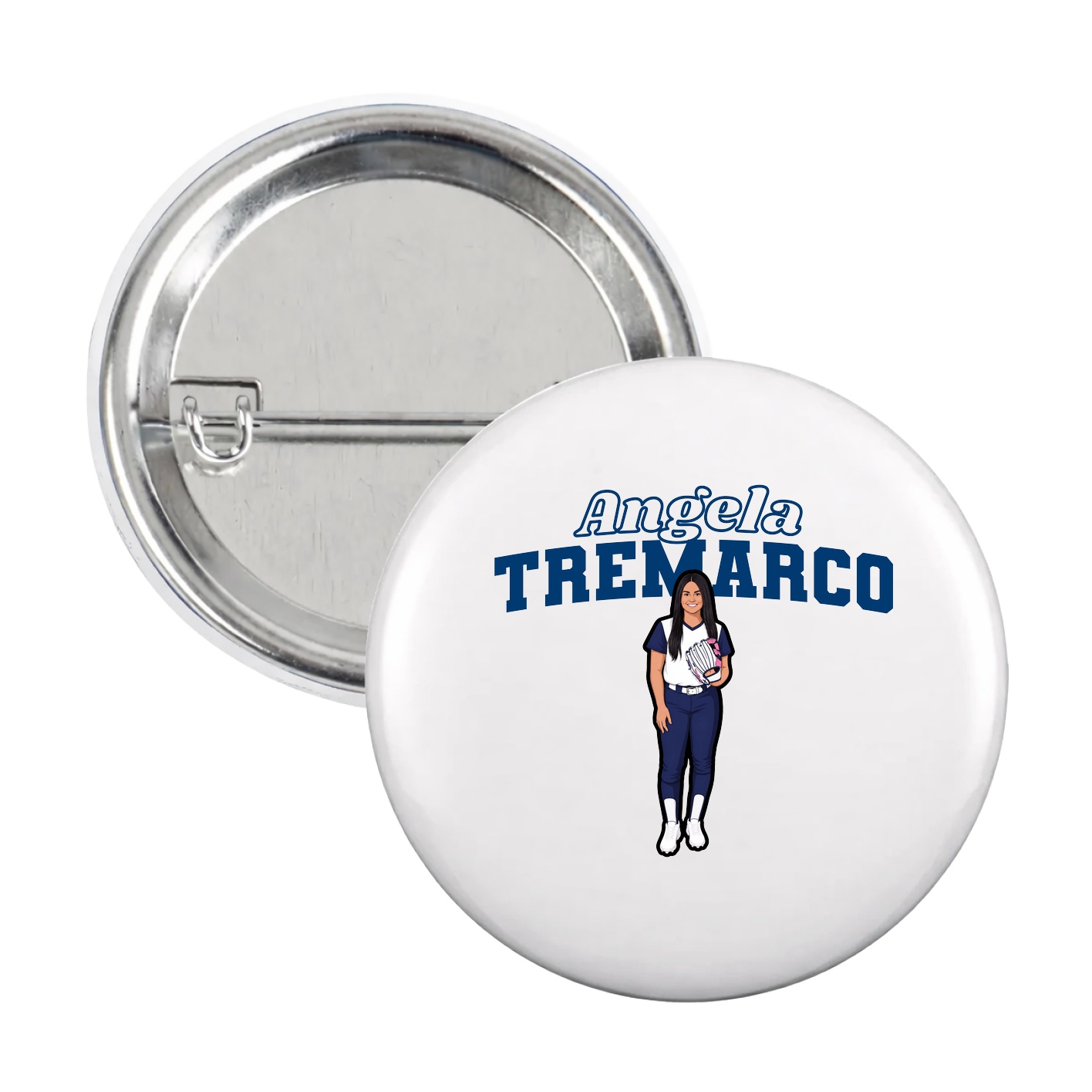 Game Day Button — Name Arch in White