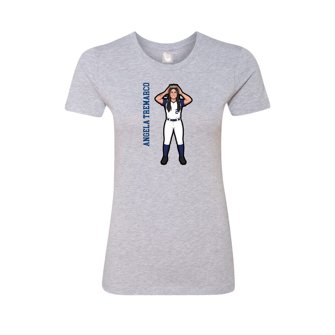 Fitted Women's Tee — Name Vertical in Grey