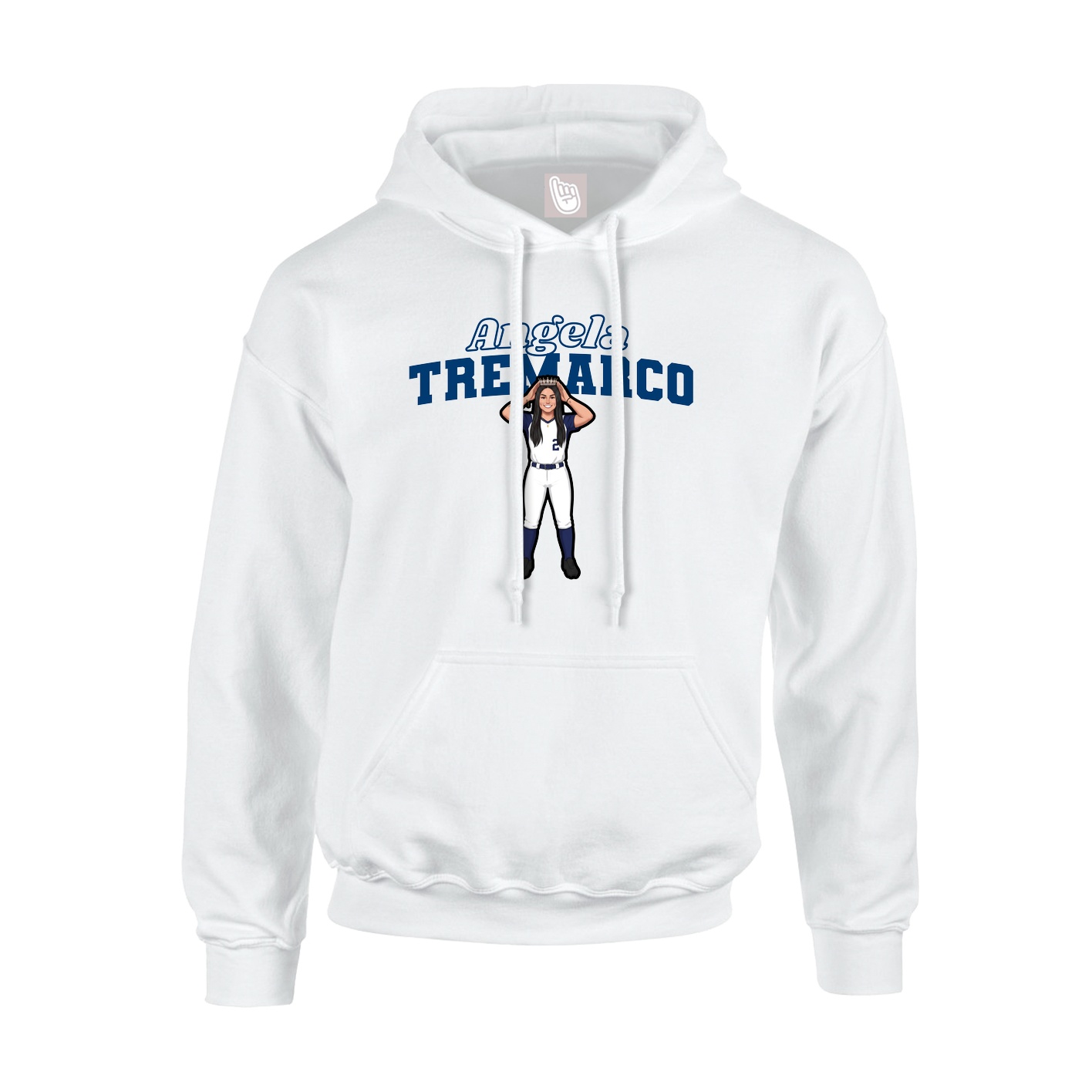 Youth Hoodie — Name Arch in White