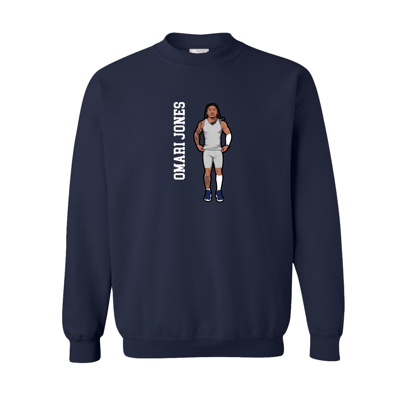 Fleece Crew — Name Vertical in Navy