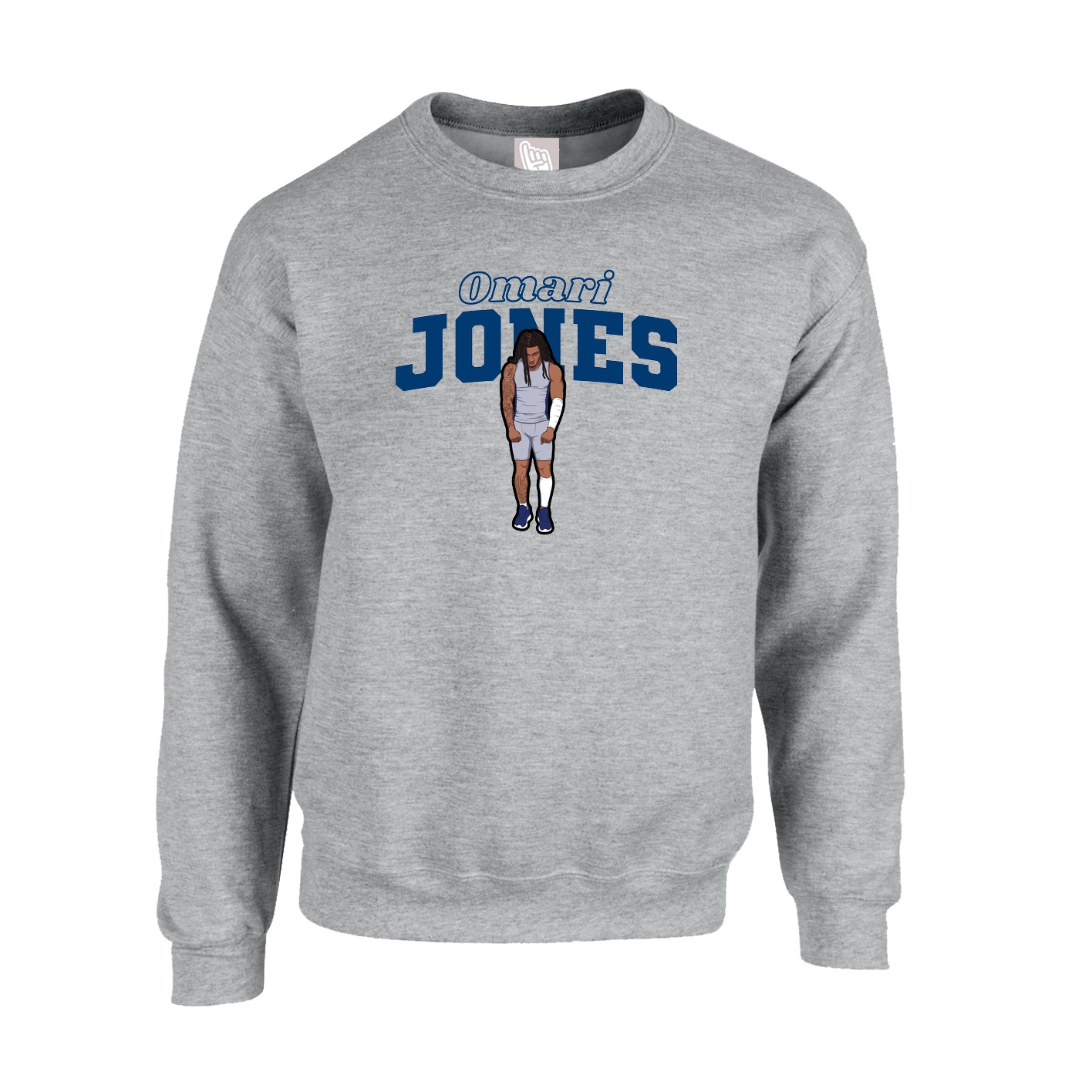 Fleece Crew — Name Arch in Grey
