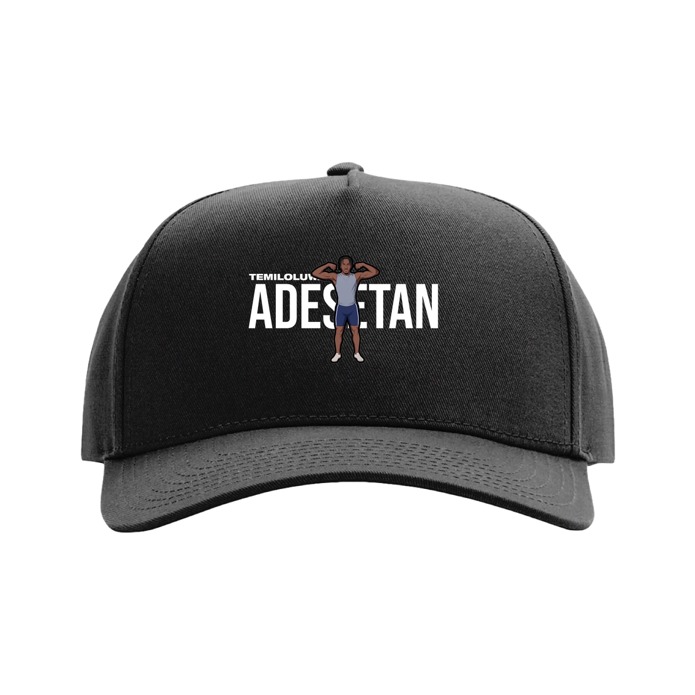 Full Fabric Five-Panel Champ Cap — Player Name in Black