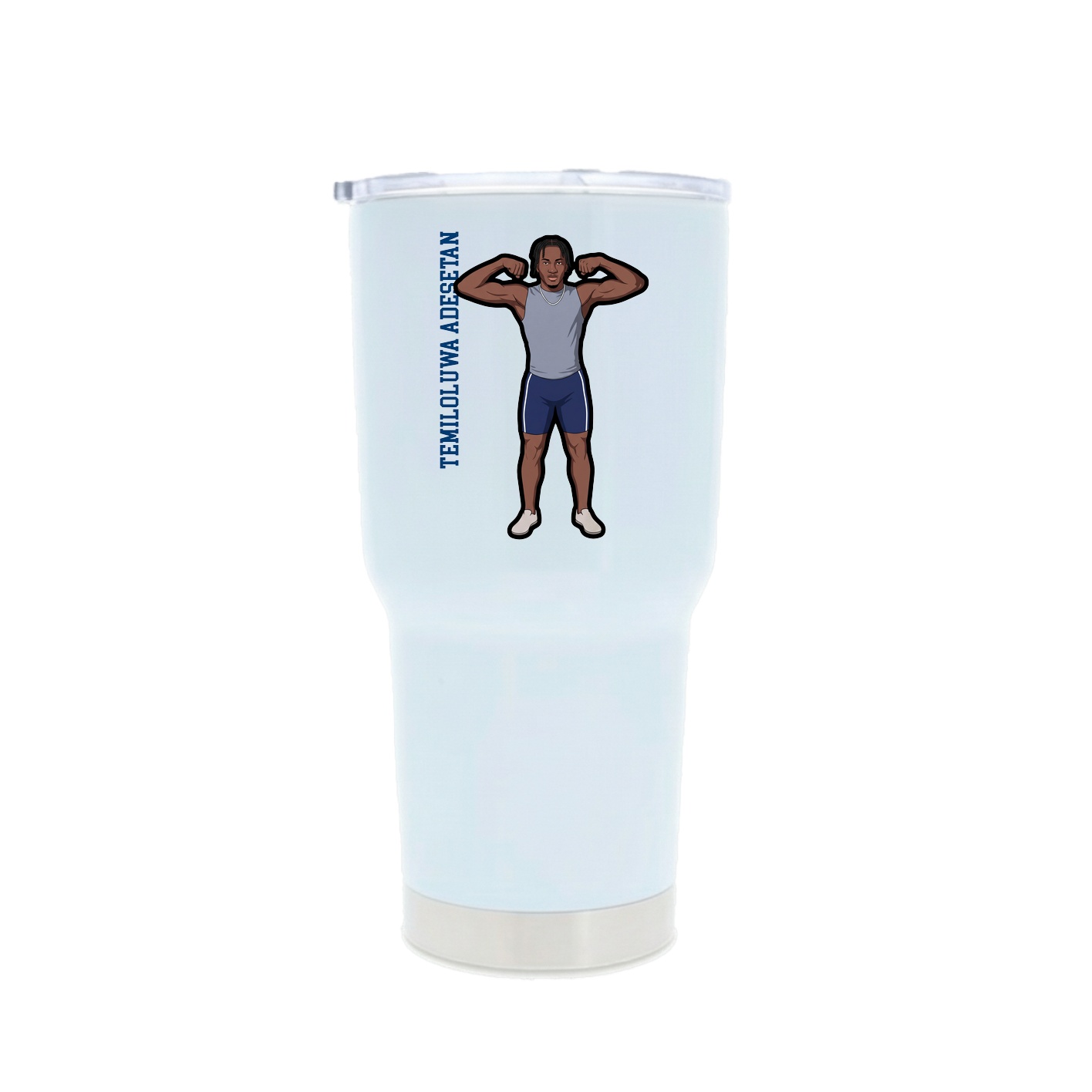 30oz Stainless Steel Tumbler — Name Vertical in White
