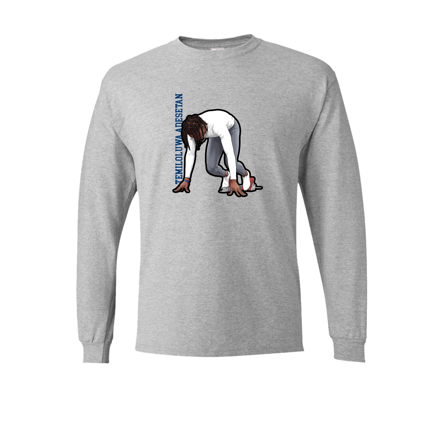 Long Sleeve Tee — Name Vertical in Grey