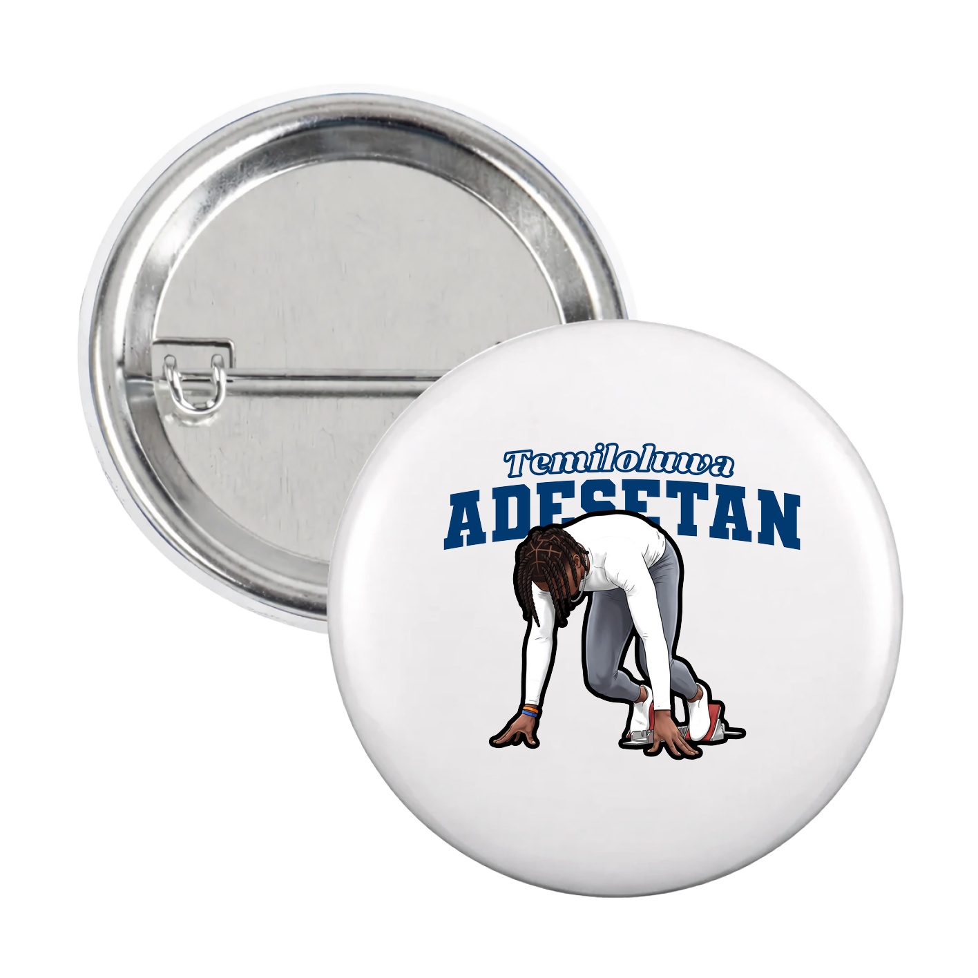 Game Day Button — Name Arch in White