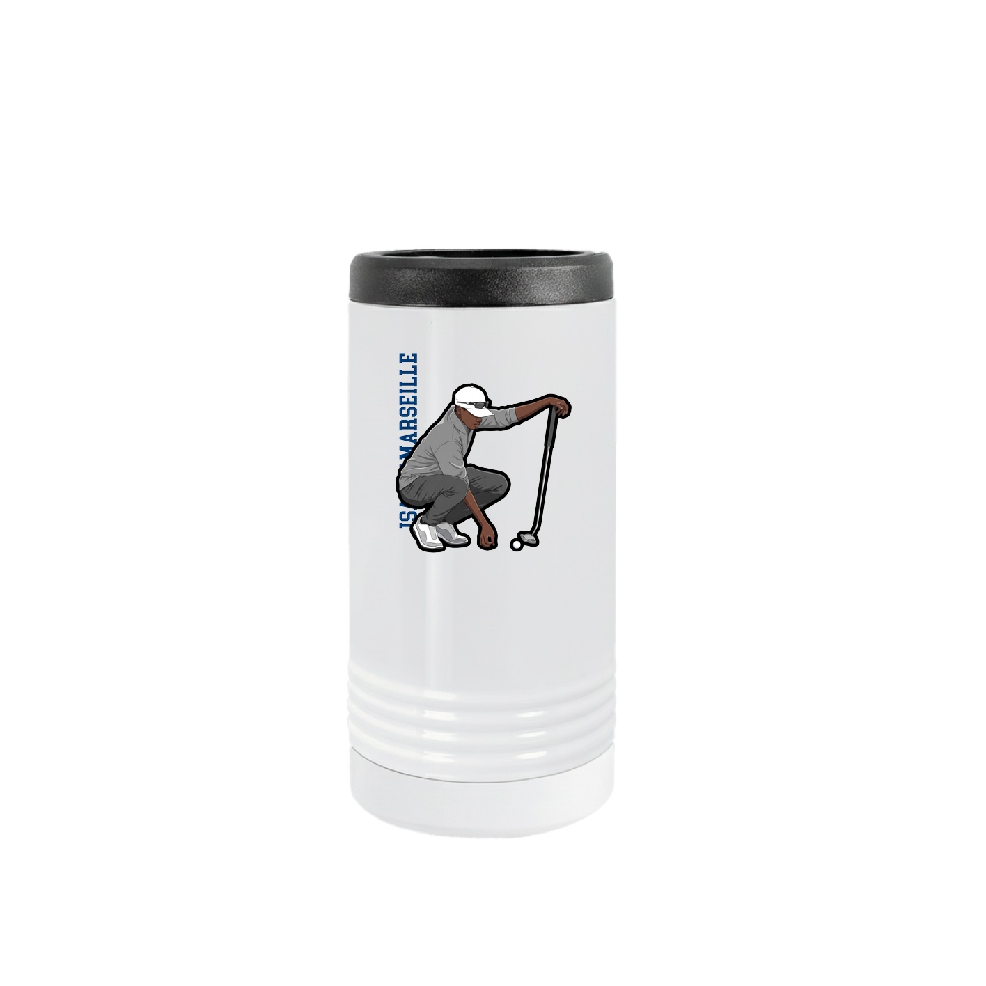Slim Beverage Holder — Name Vertical in White