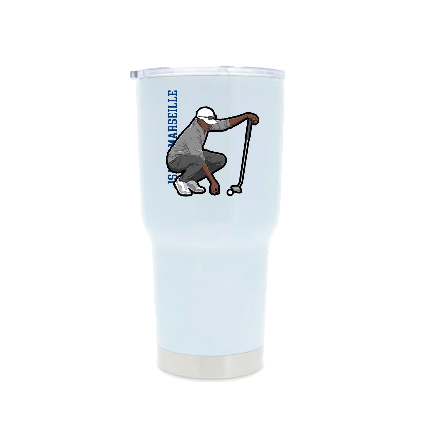30oz Stainless Steel Tumbler — Name Vertical in White
