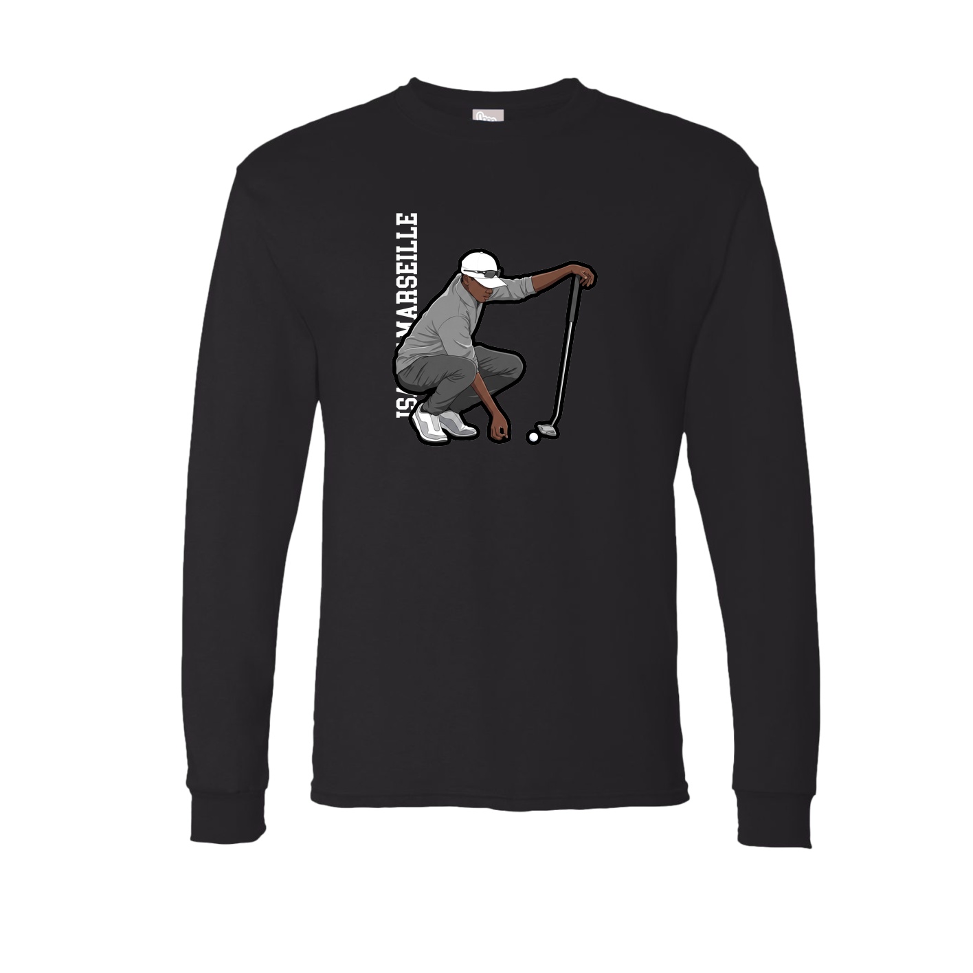 Long Sleeve Tee — Name Vertical in Black
