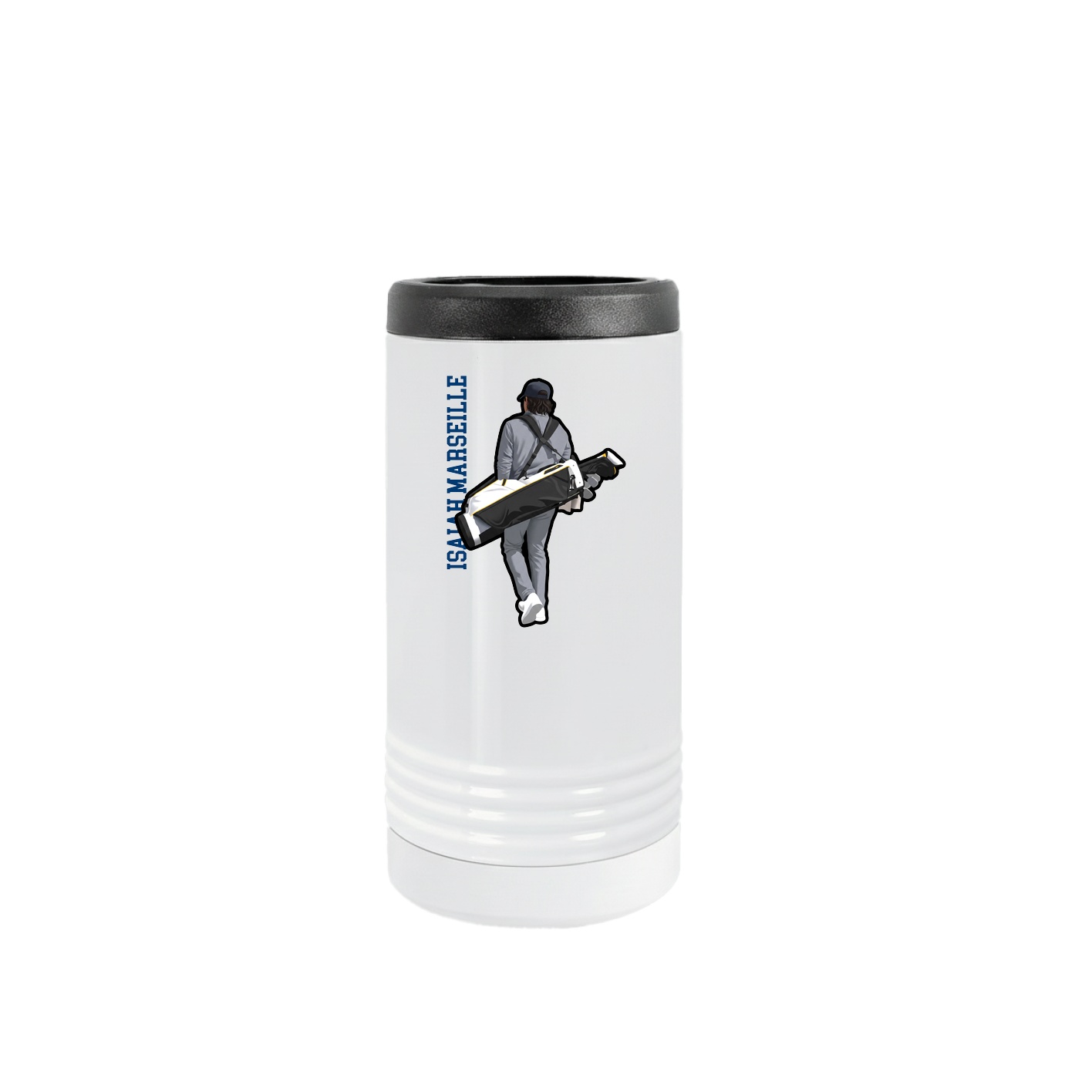 Slim Beverage Holder — Name Vertical in White