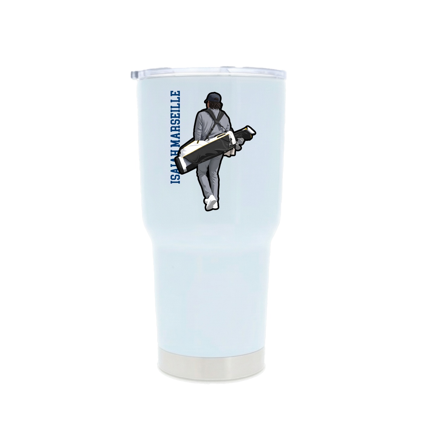 30oz Stainless Steel Tumbler — Name Vertical in White