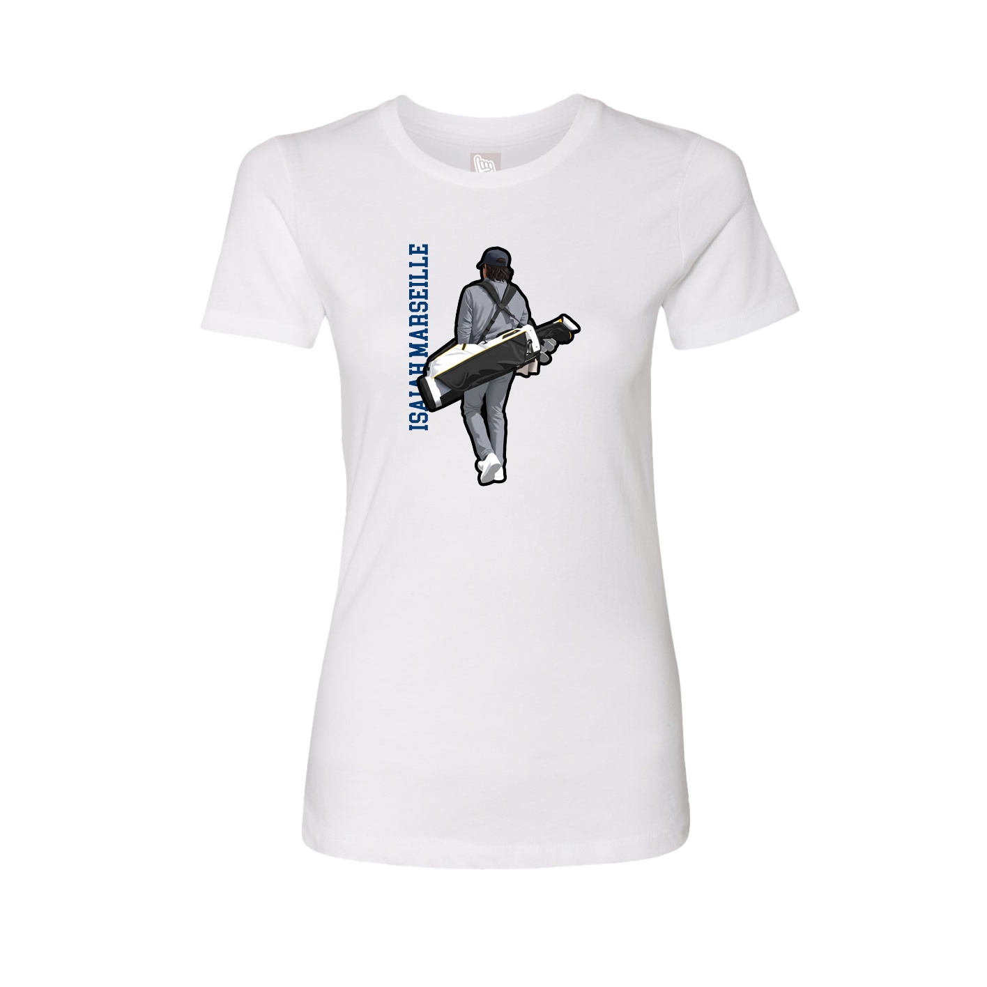 Fitted Women's Tee — Name Vertical in White