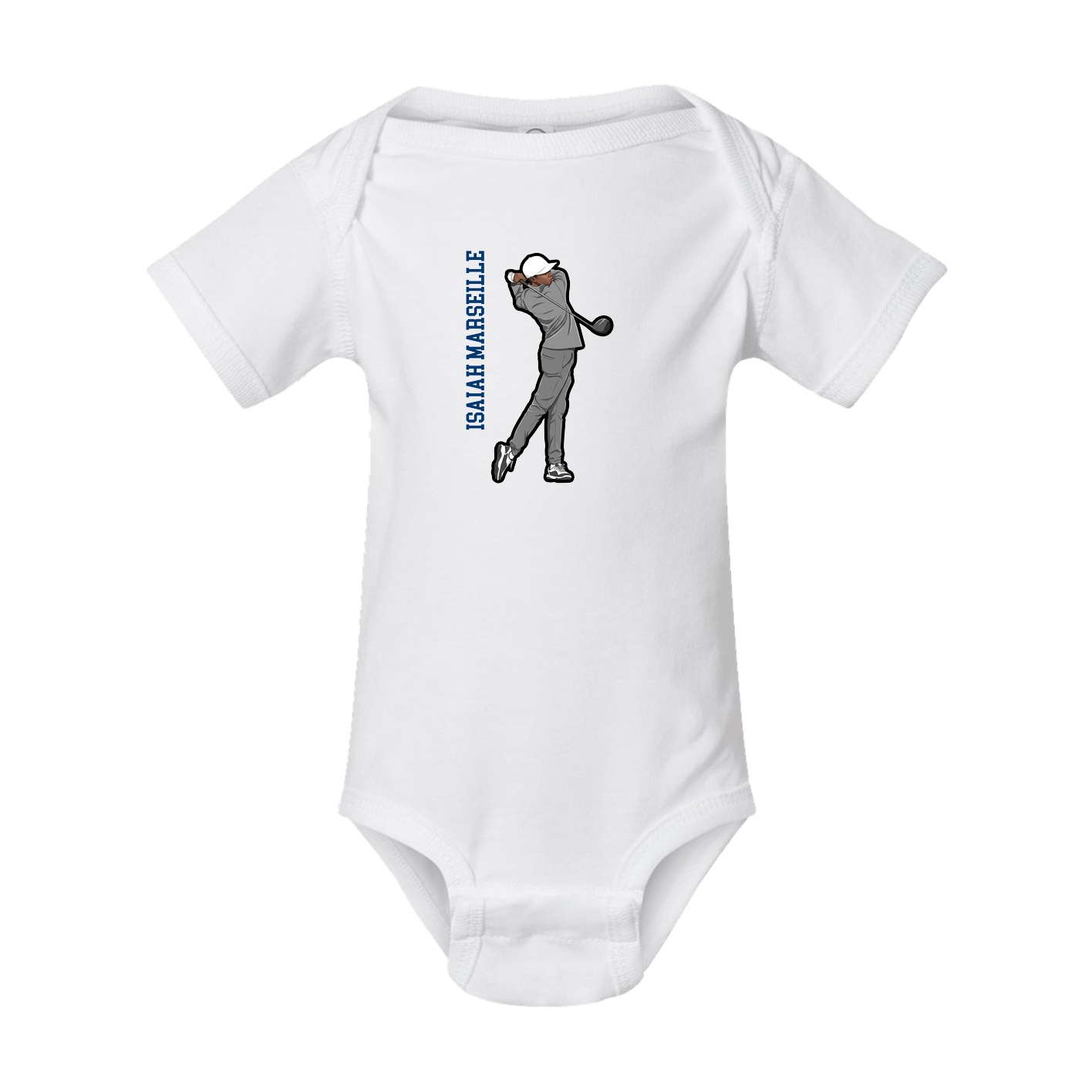 Baby Onesie — Name Vertical in White