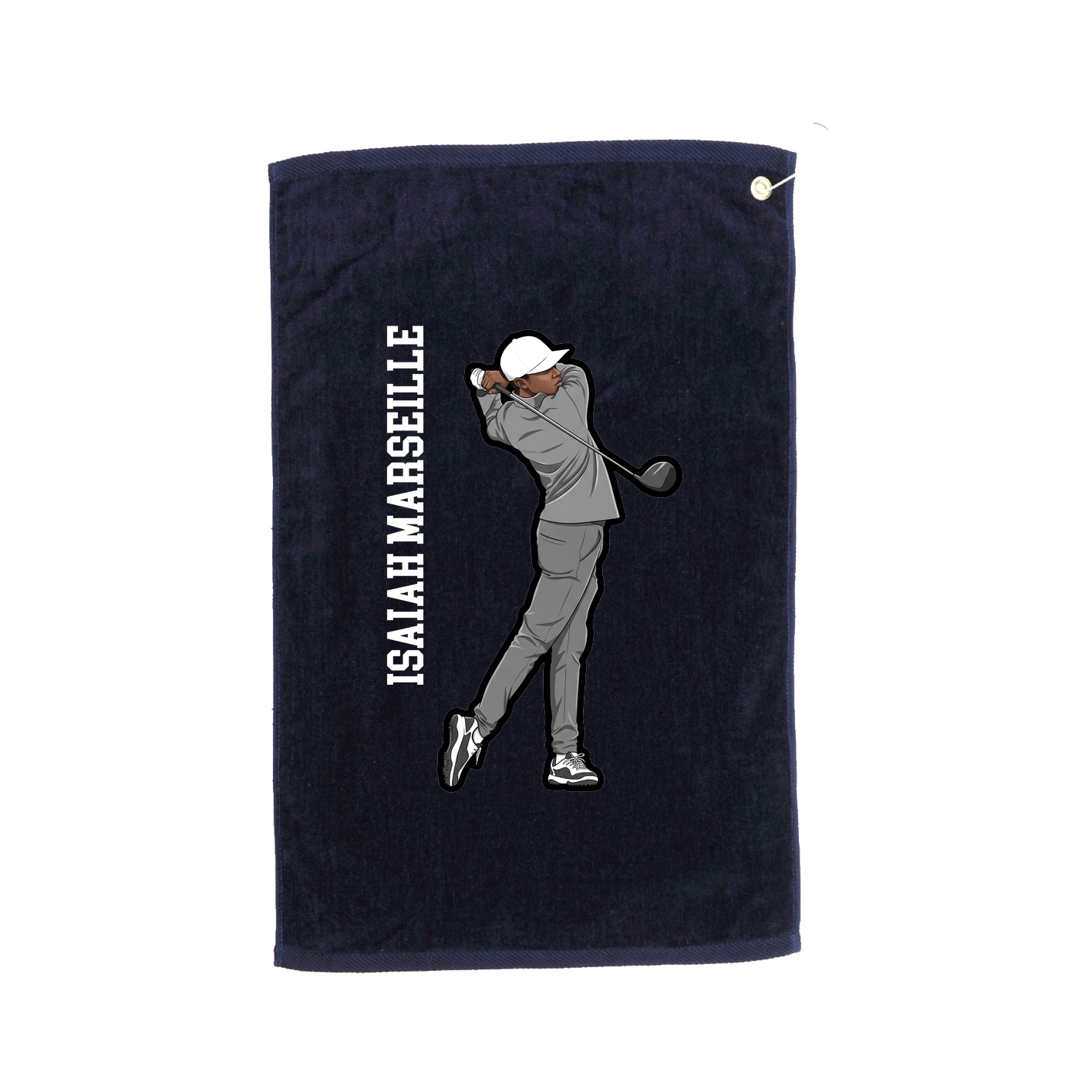 Golf Towel — Name Vertical in Navy