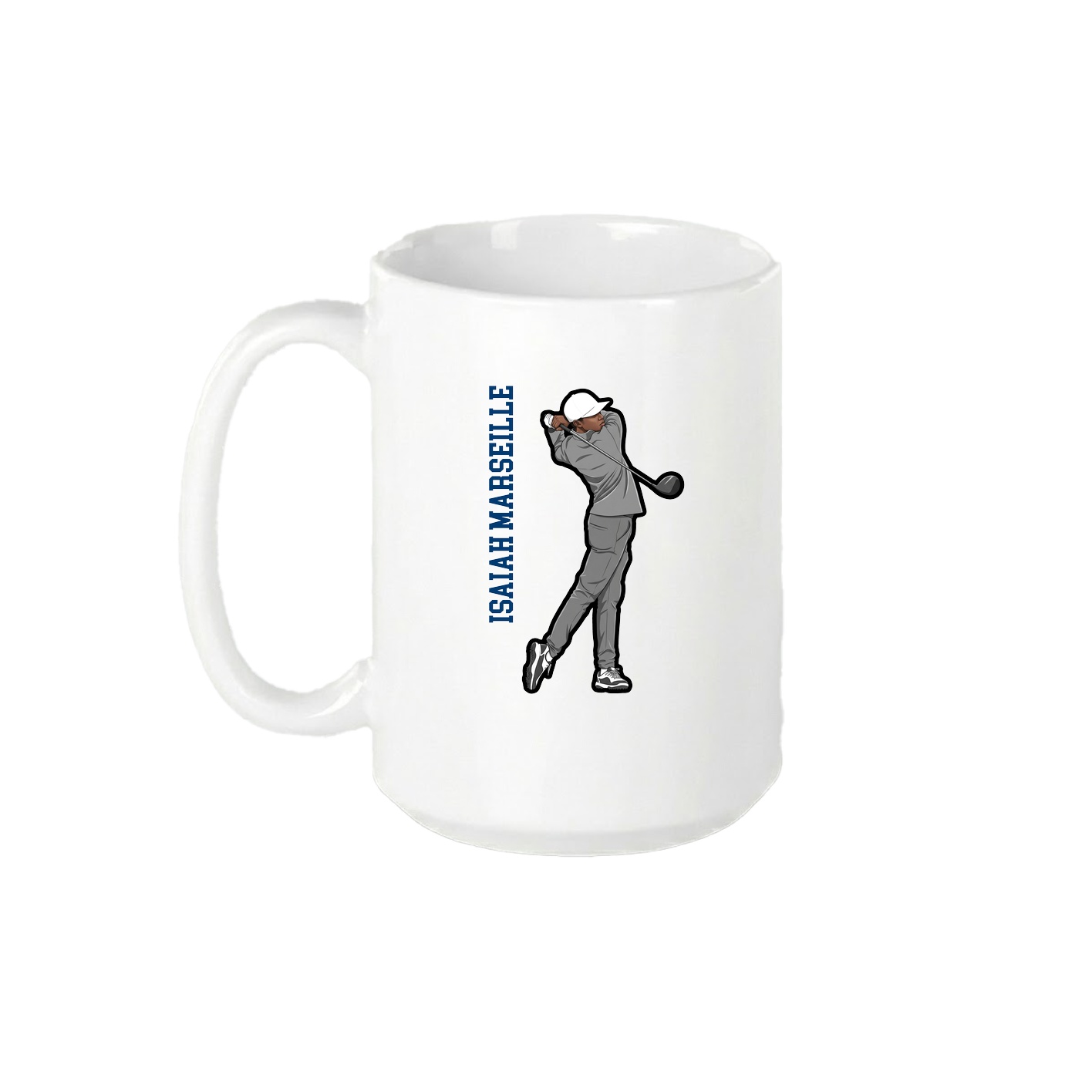 15oz Coffee Mug — Name Vertical in White