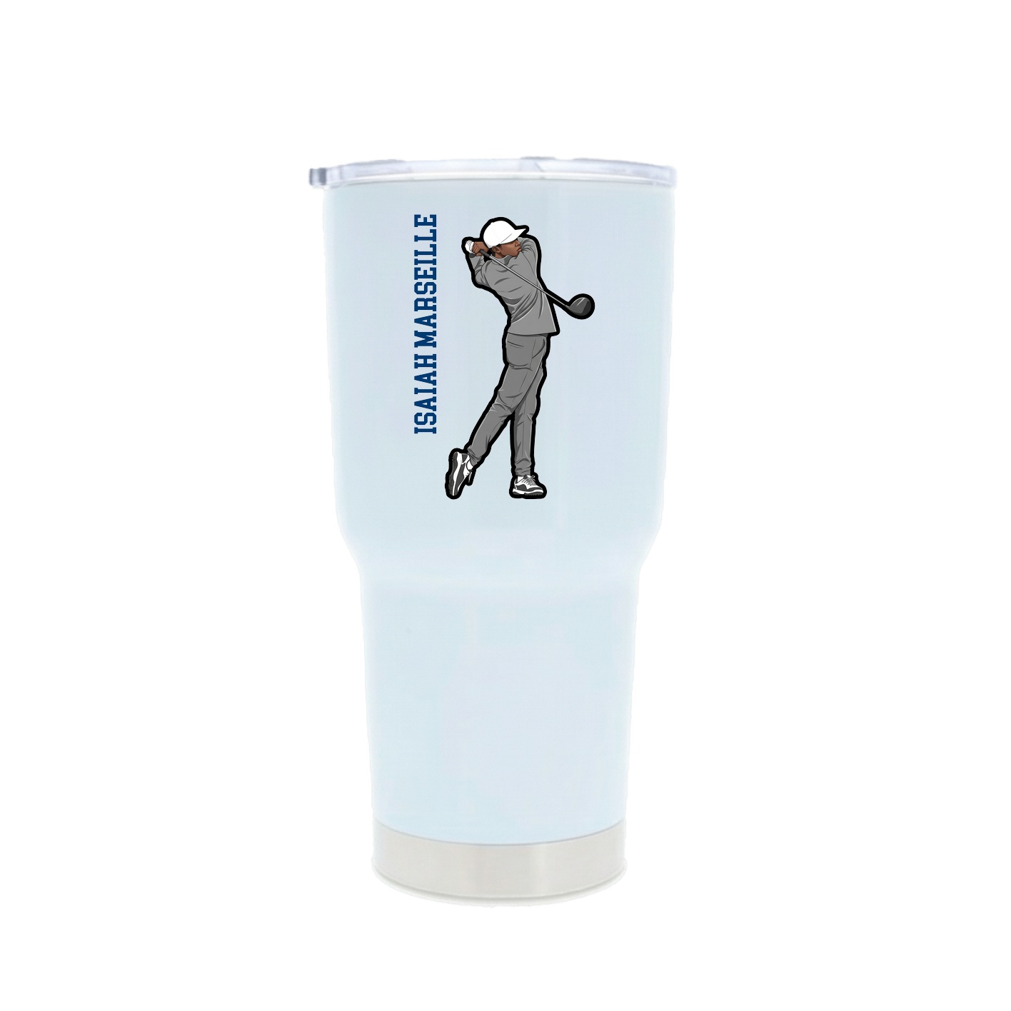 30oz Stainless Steel Tumbler — Name Vertical in White