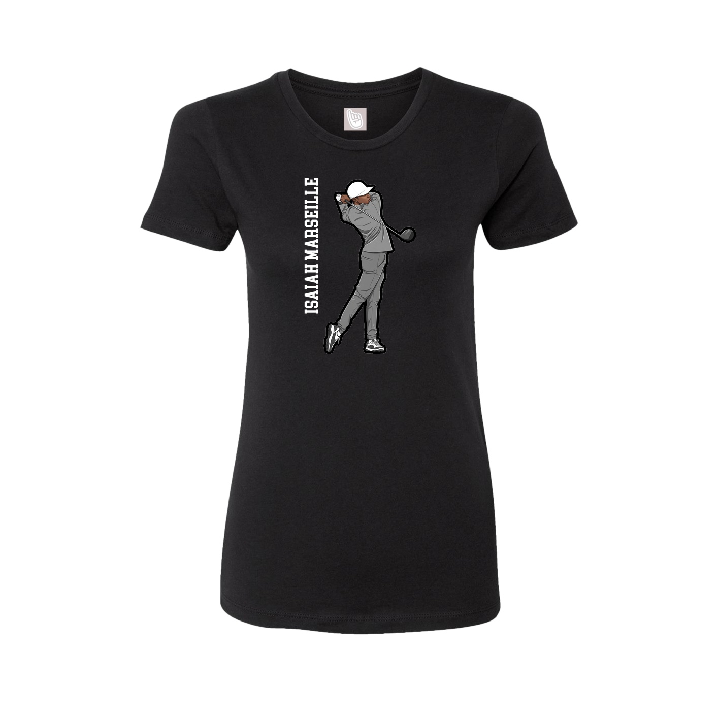 Fitted Women's Tee — Name Vertical in Black