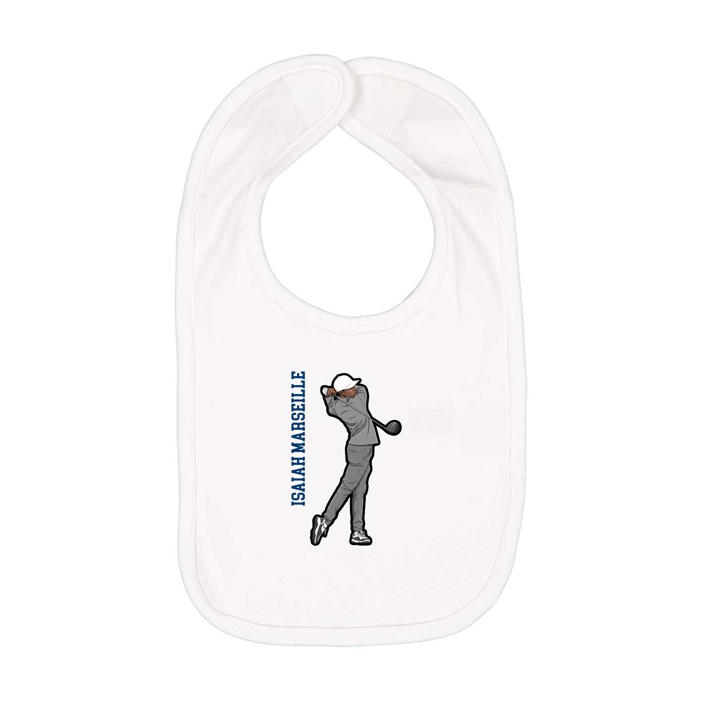 Infant Bib — Name Vertical in White