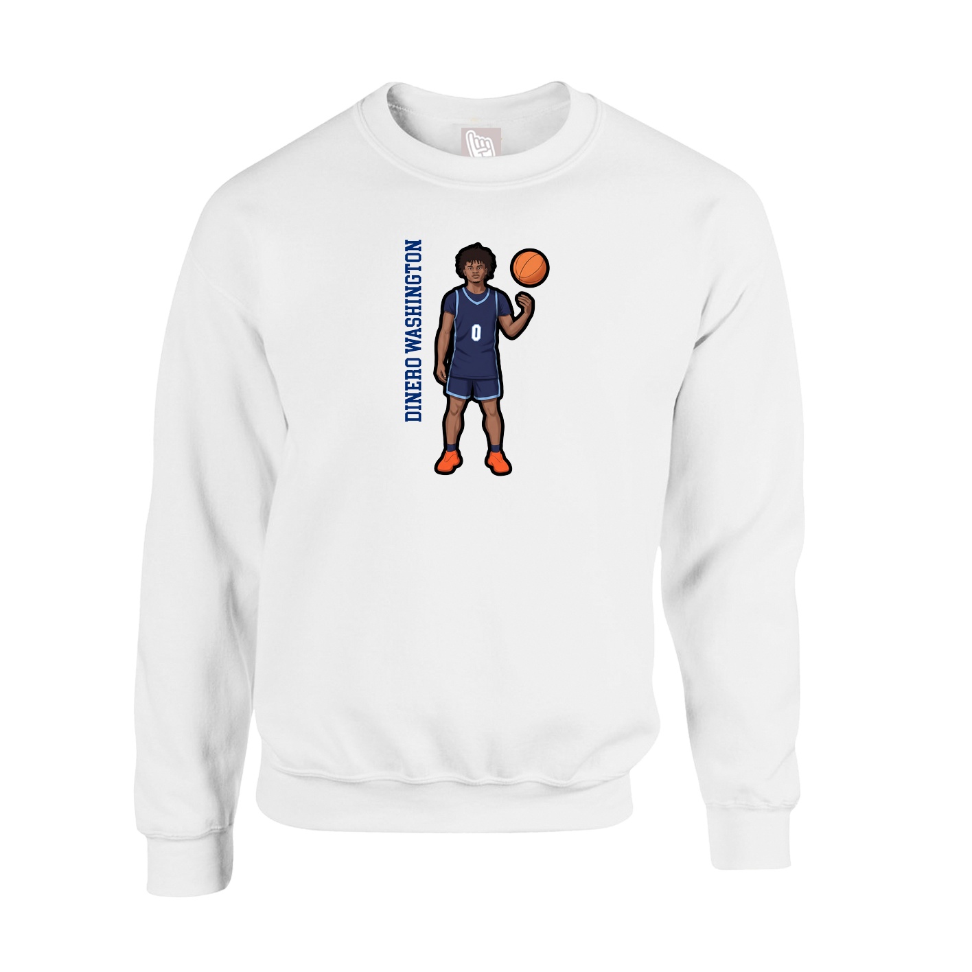 Fleece Crew — Name Vertical in White