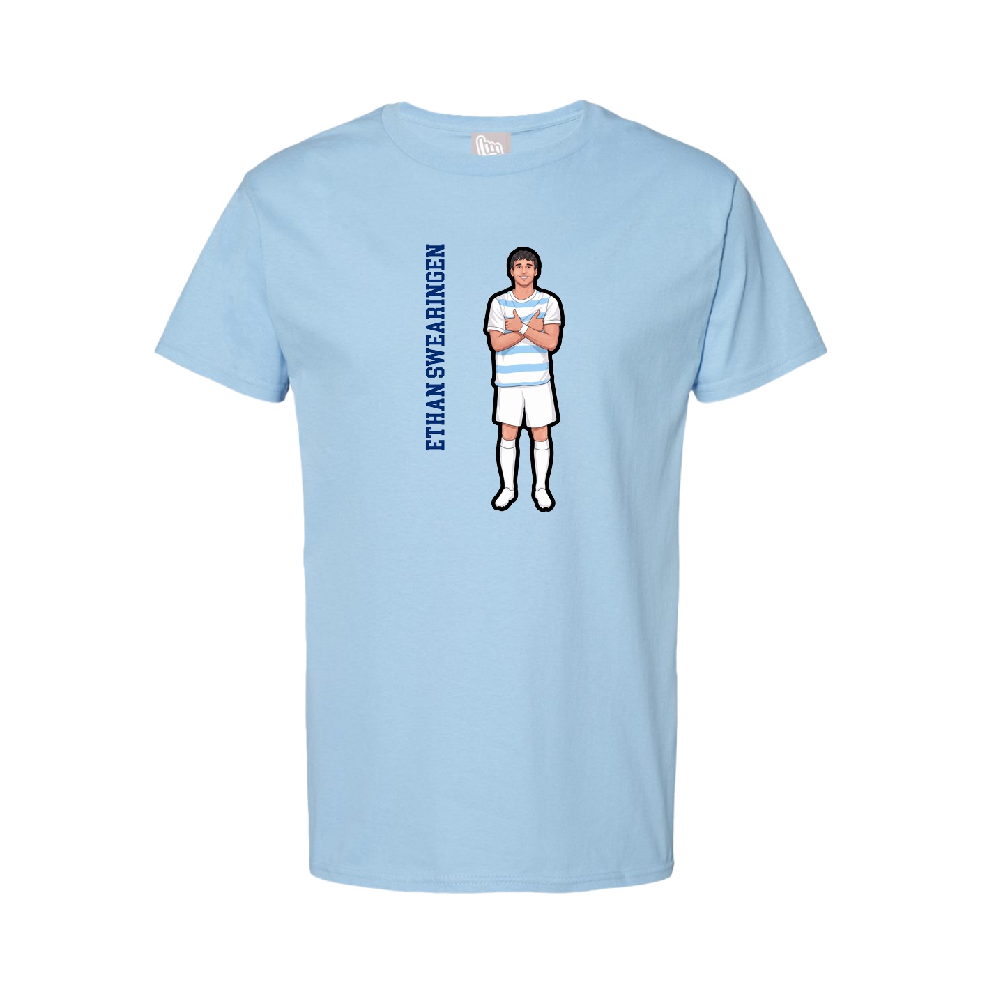 Tee — Name Vertical in Light Blue