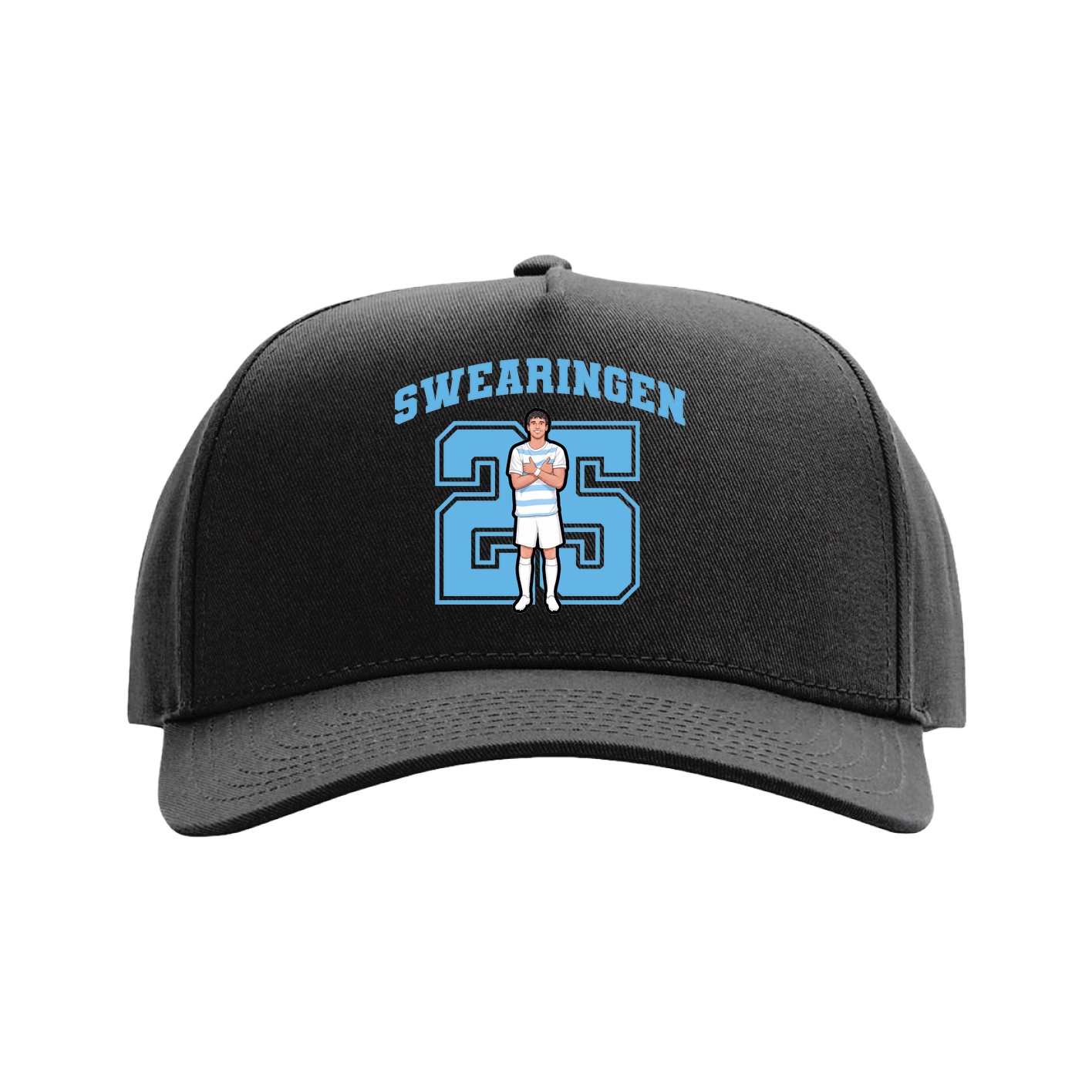 Full Fabric Five-Panel Champ Cap — Number in Black