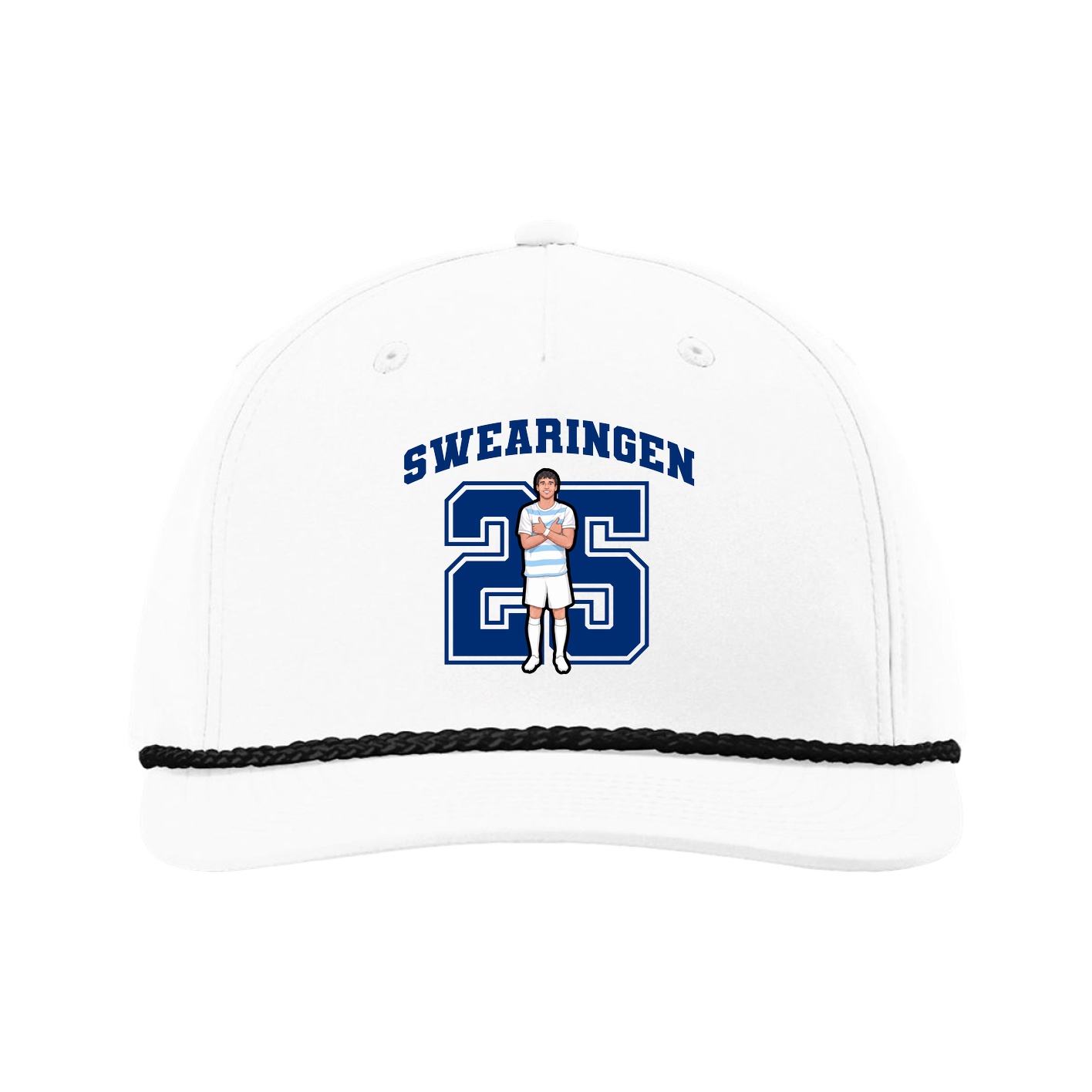 Five-Panel Classic Rope Cap — Number in White
