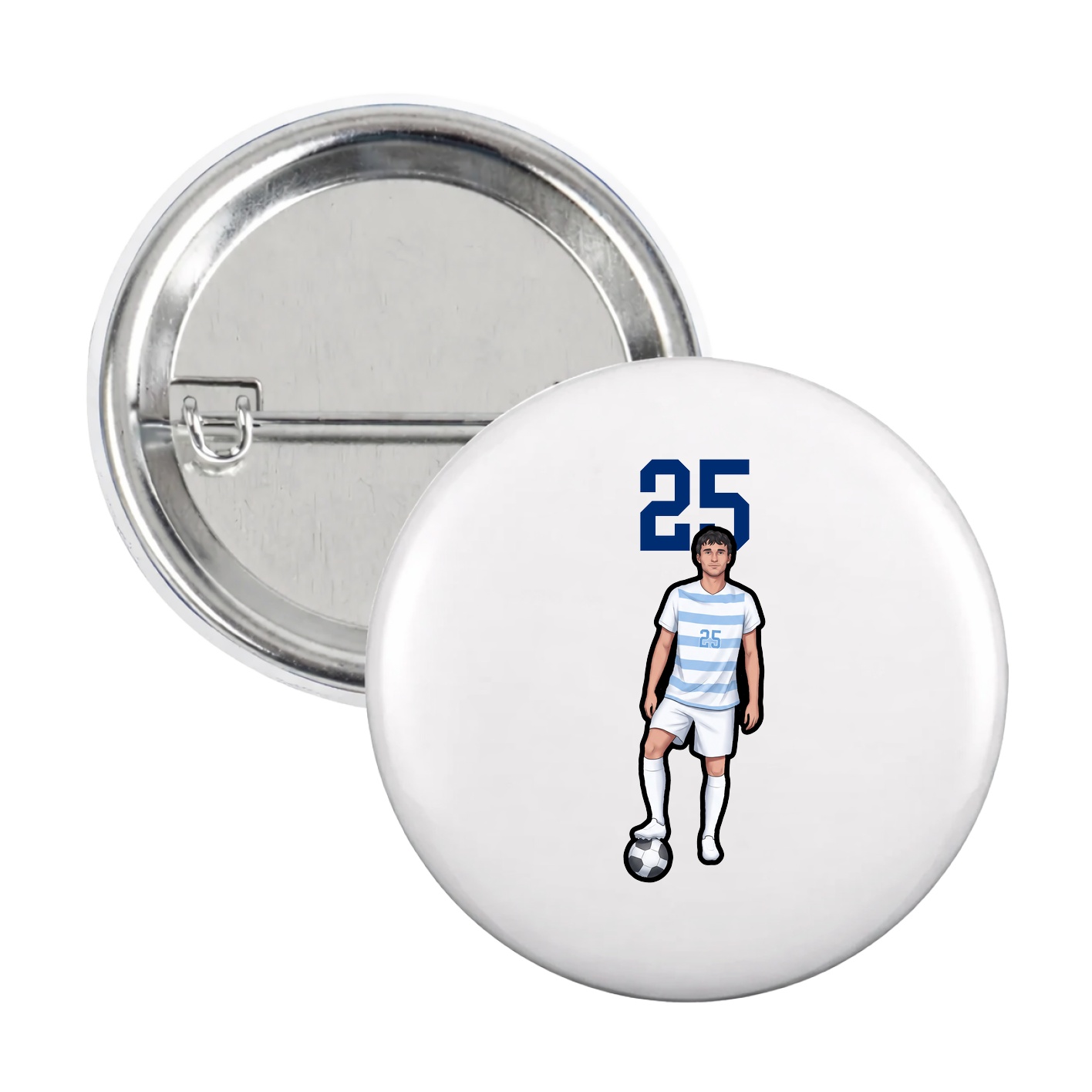 Game Day Button — Number Top in White