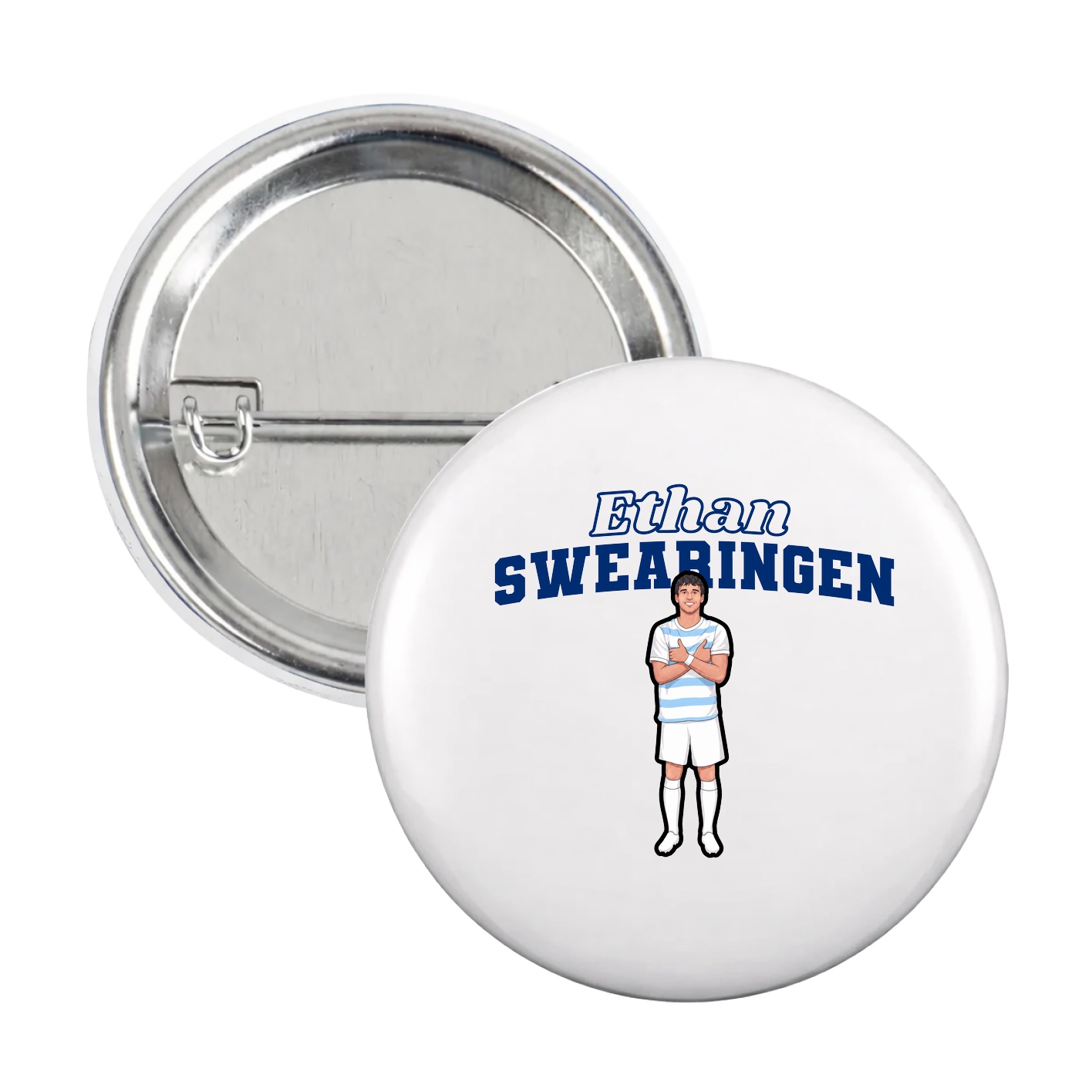 Game Day Button — Name Arch in White