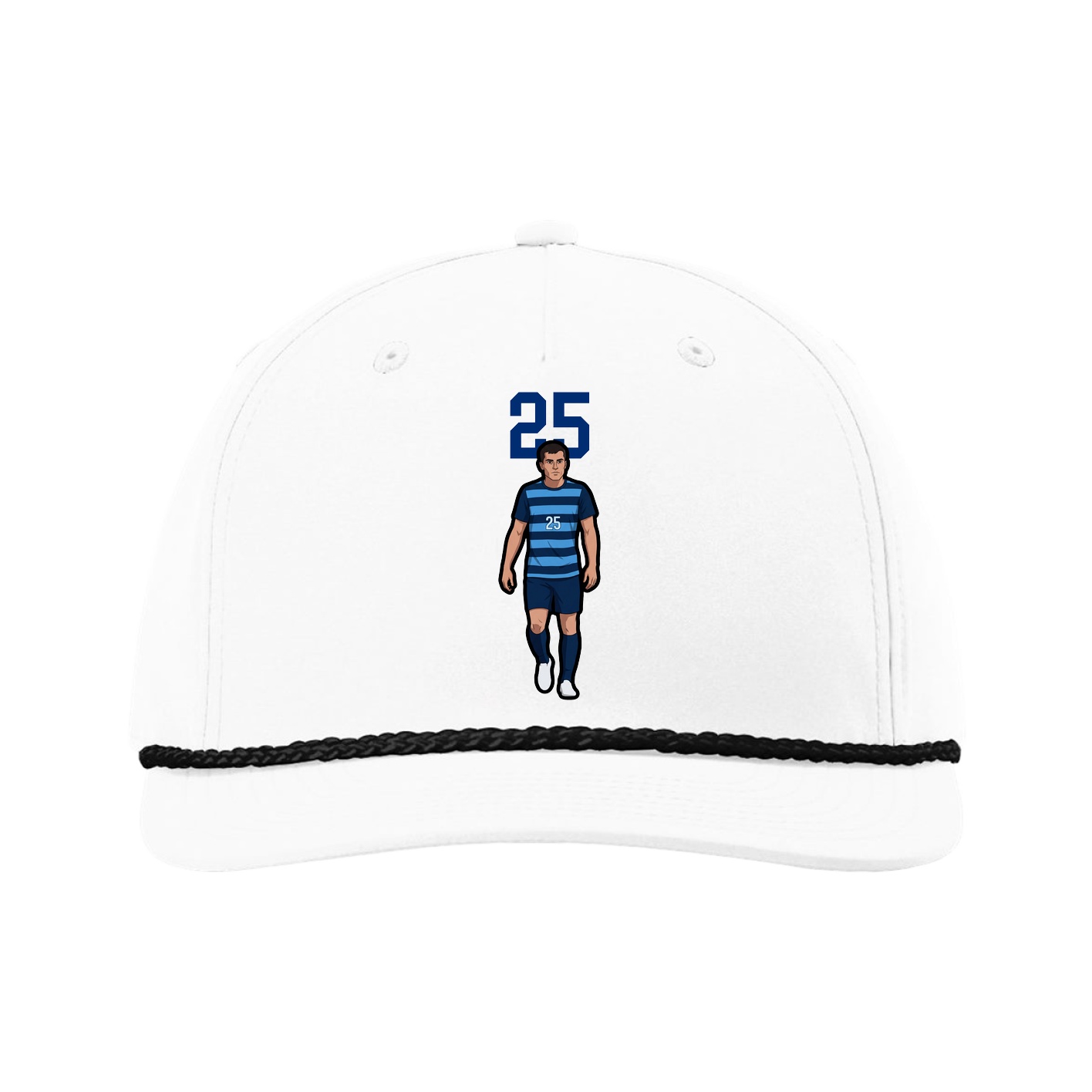 Five-Panel Classic Rope Cap — Number Top in White