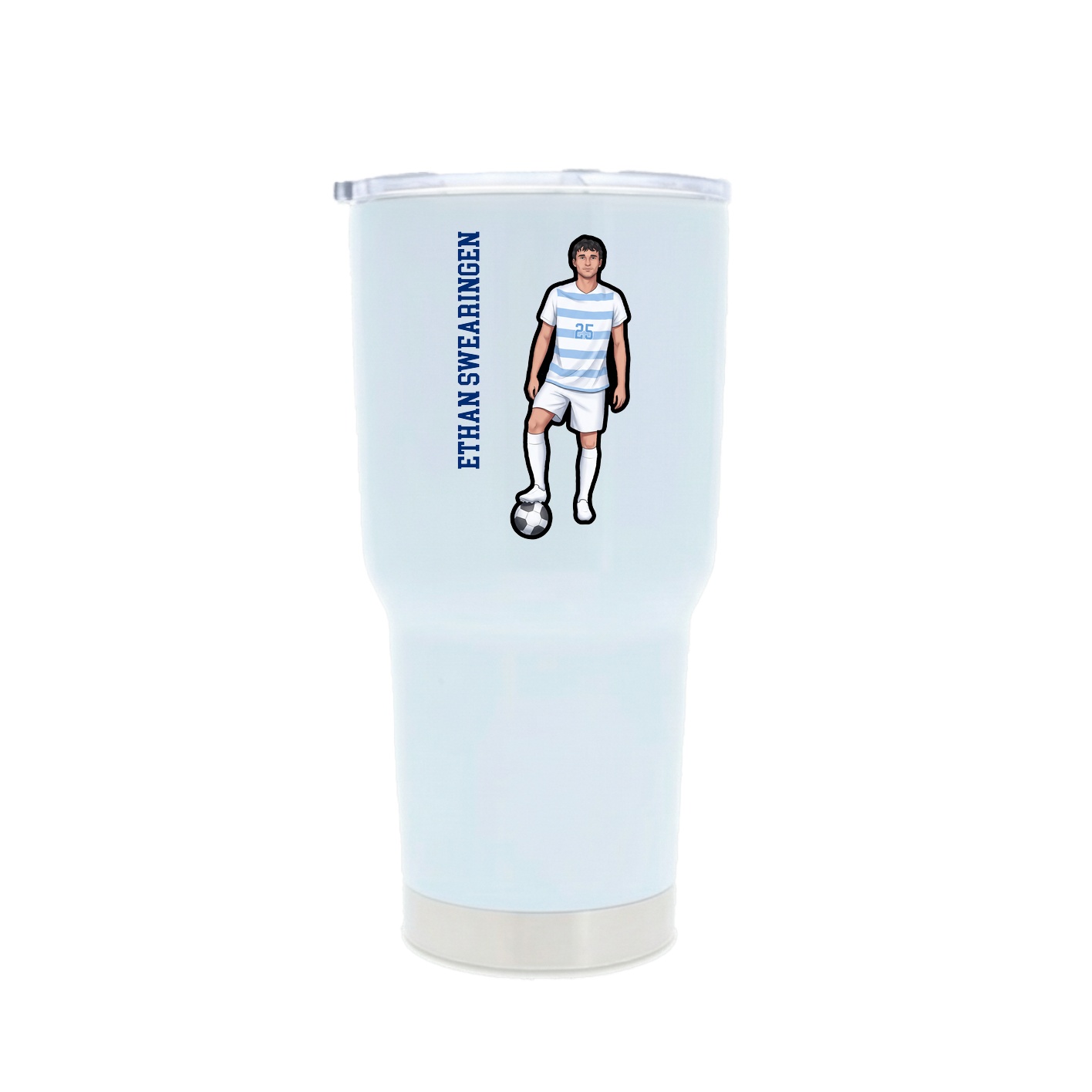 30oz Stainless Steel Tumbler — Name Vertical in White