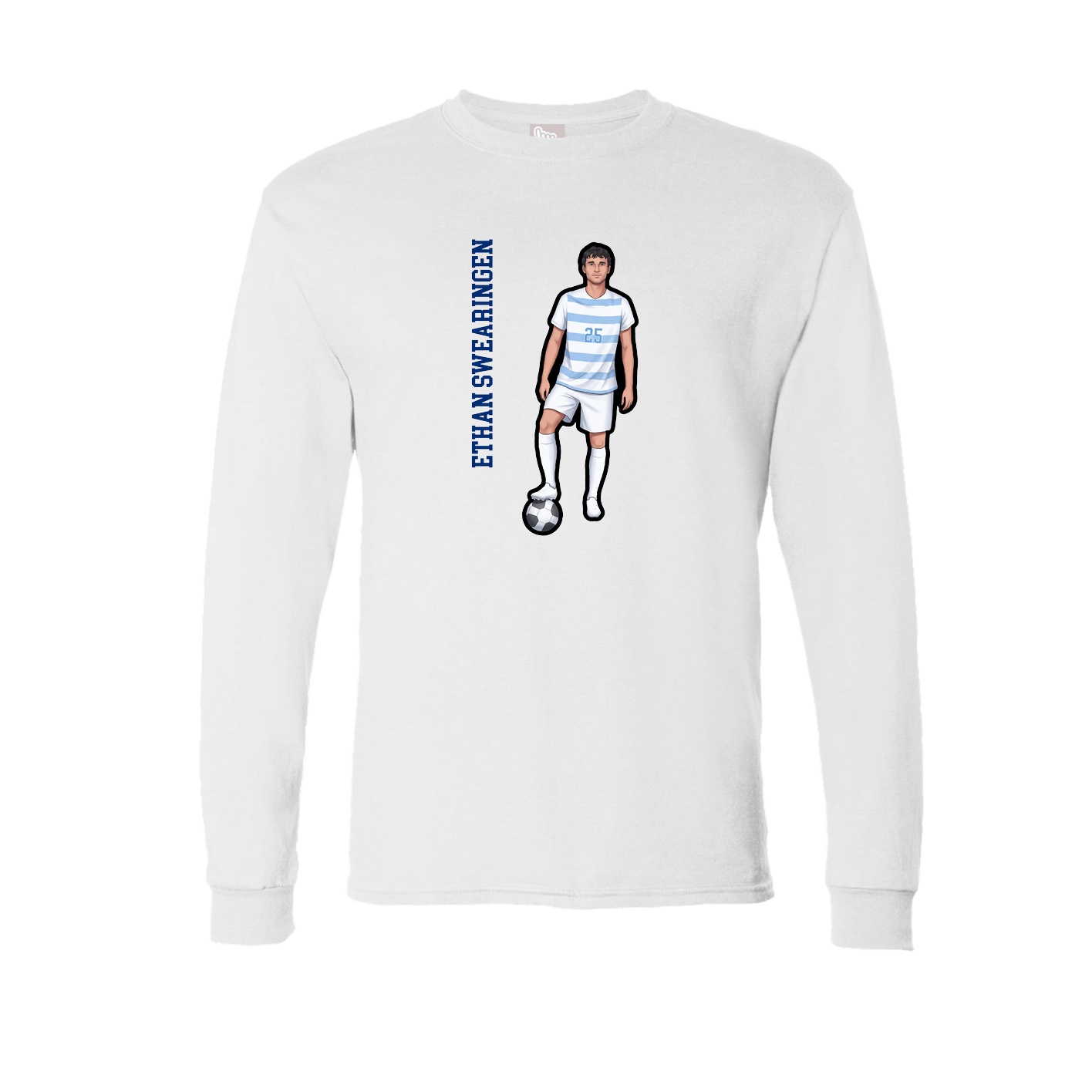 Long Sleeve Tee — Name Vertical in White