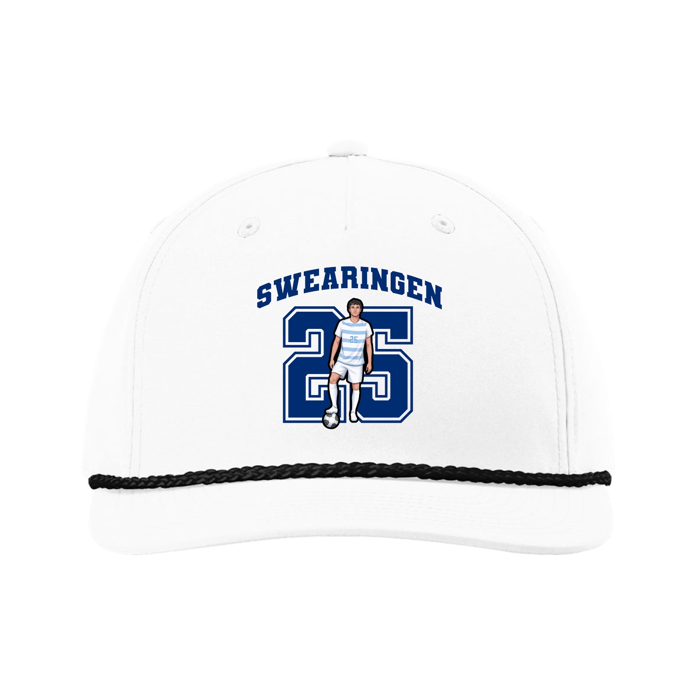 Five-Panel Classic Rope Cap — Number in White
