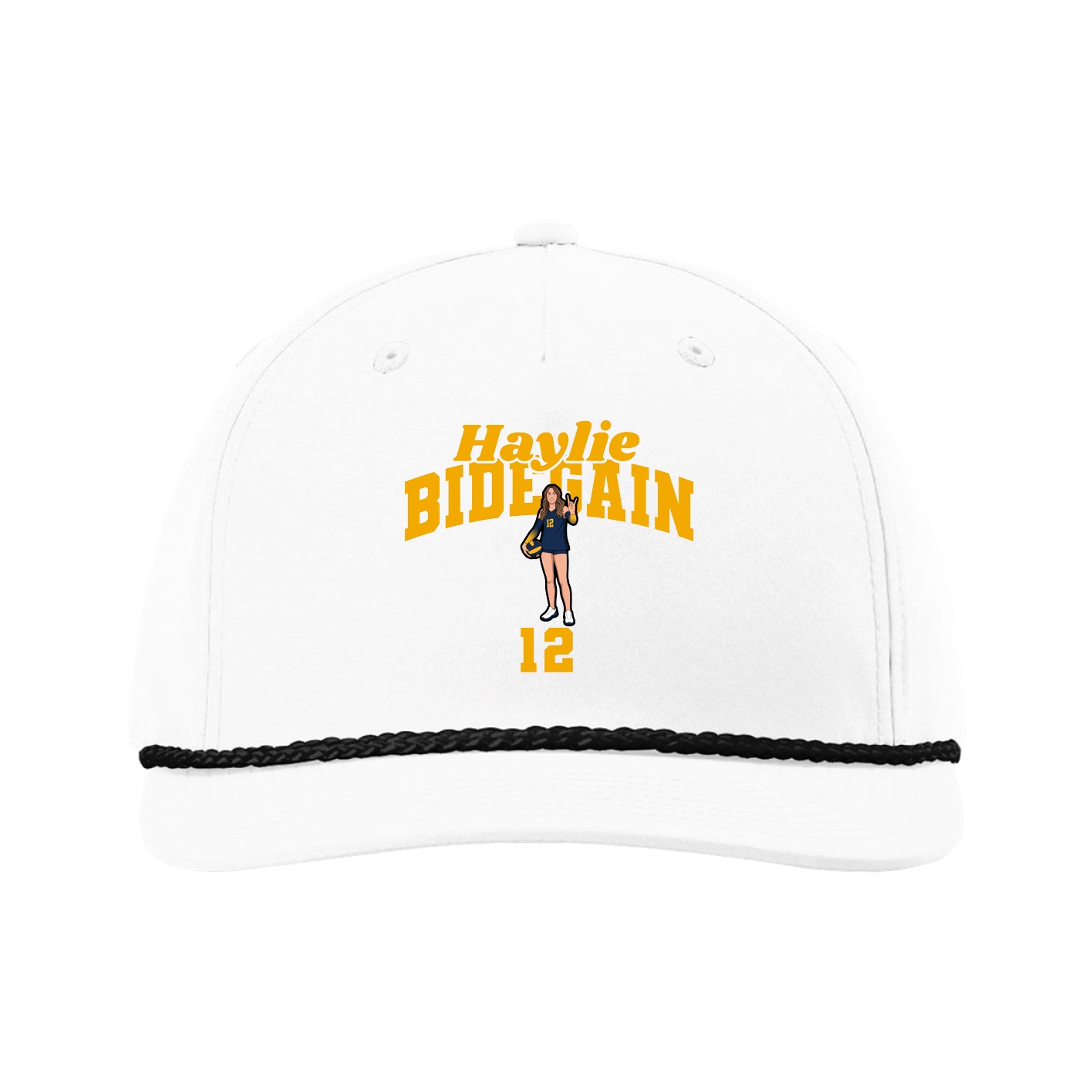 Five-Panel Classic Rope Cap — Signature Arch in White