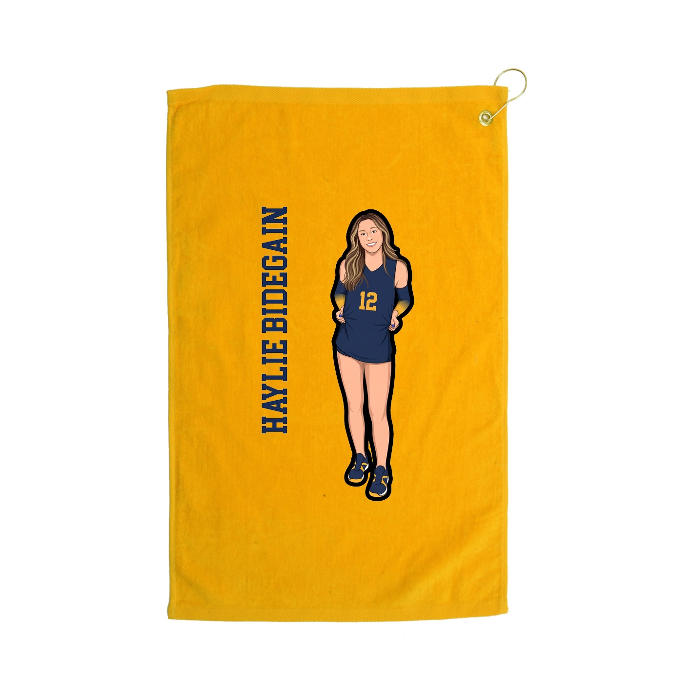 Golf Towel — Name Vertical in Gold