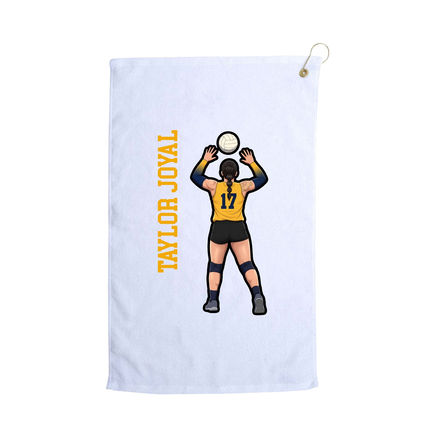 Golf Towel — Name Vertical in White