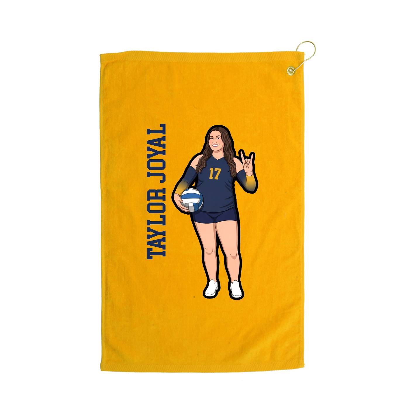 Golf Towel — Name Vertical in Gold
