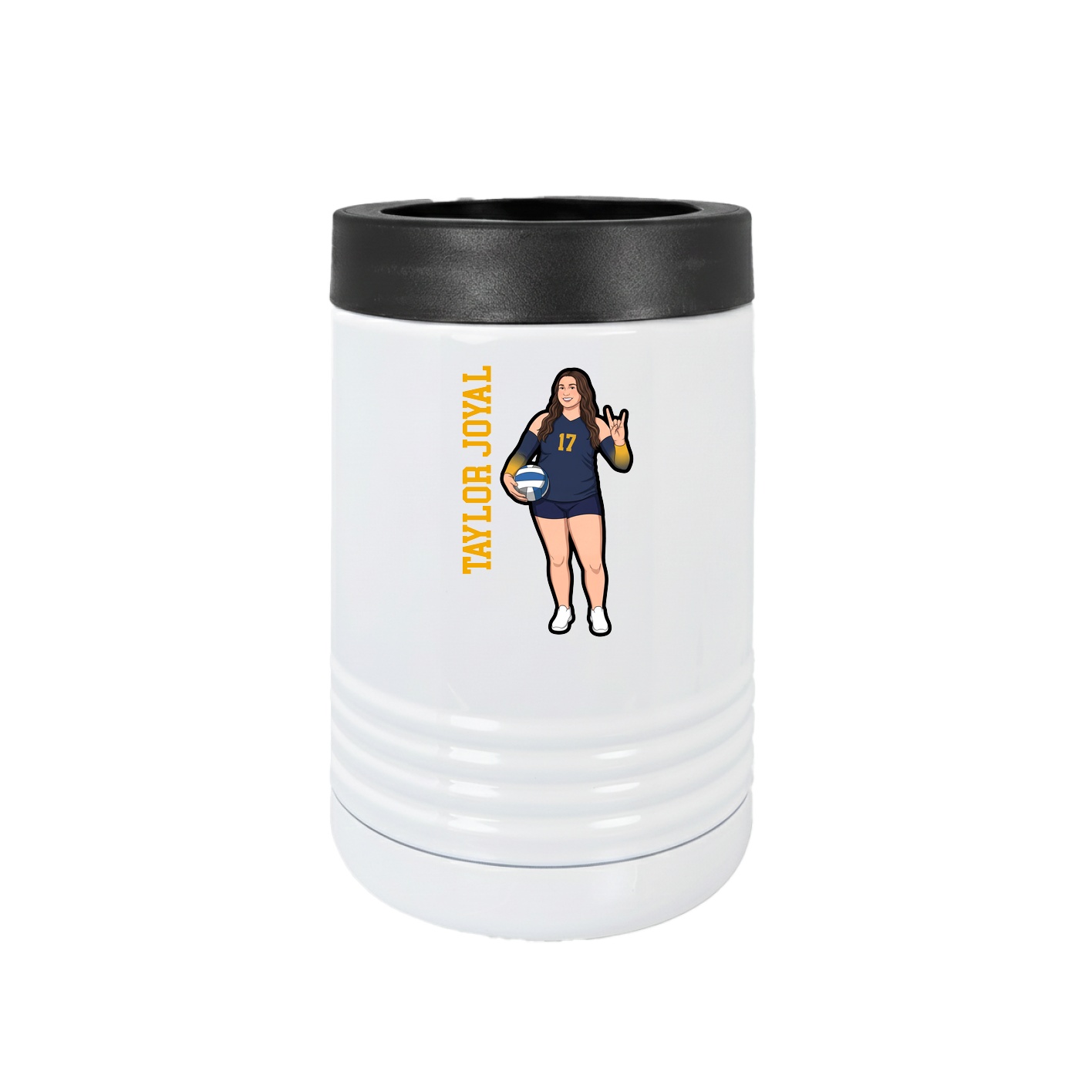 Beverage Holder — Name Vertical in White
