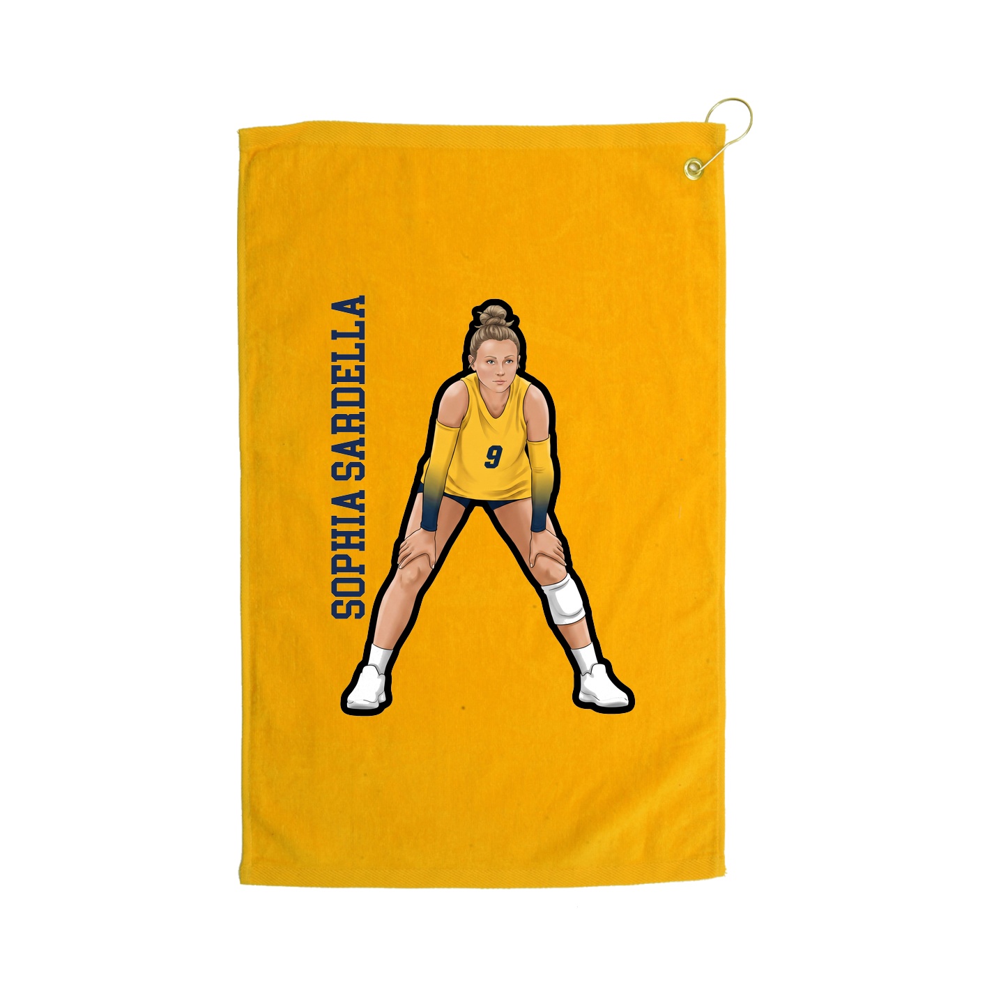 Golf Towel — Name Vertical in Gold