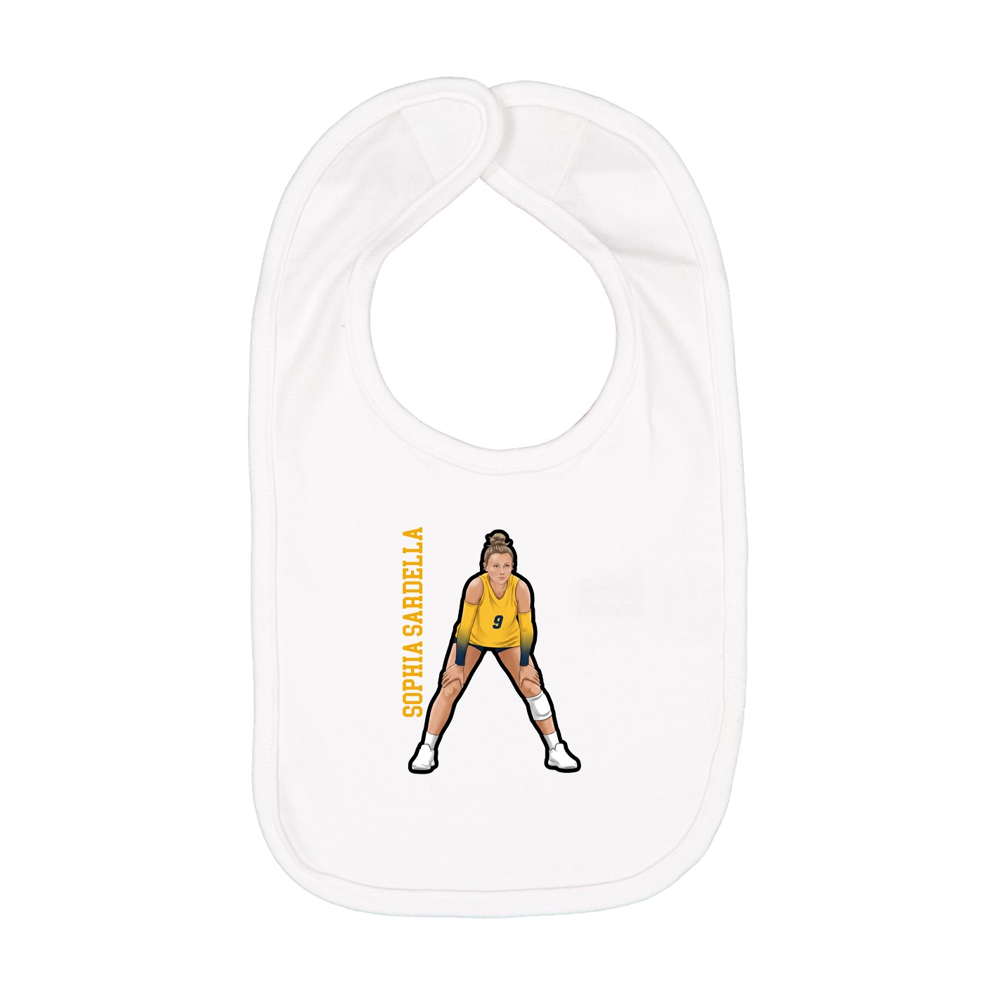 Infant Bib — Name Vertical in White