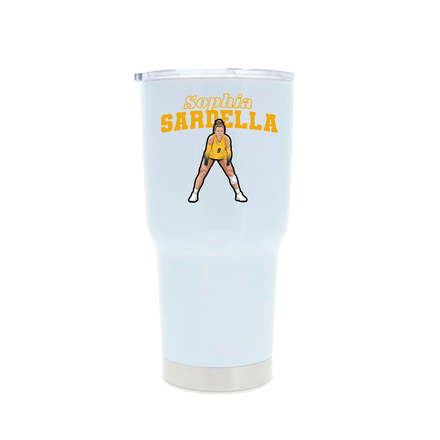 30oz Stainless Steel Tumbler — Name Arch in White