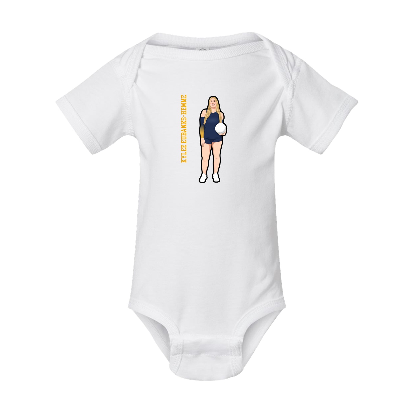 Baby Onesie — Name Vertical in White