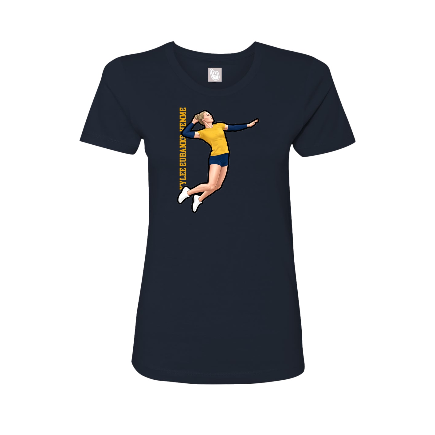Fitted Women's Tee — Name Vertical in Navy
