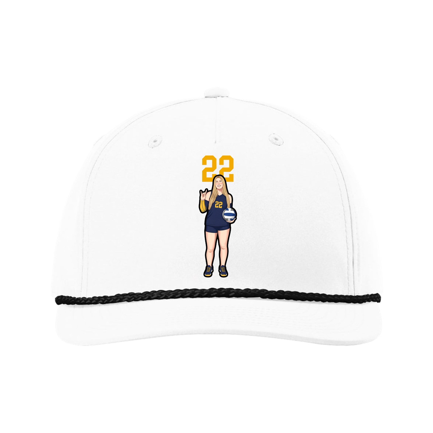 Five-Panel Classic Rope Cap — Number Top in White